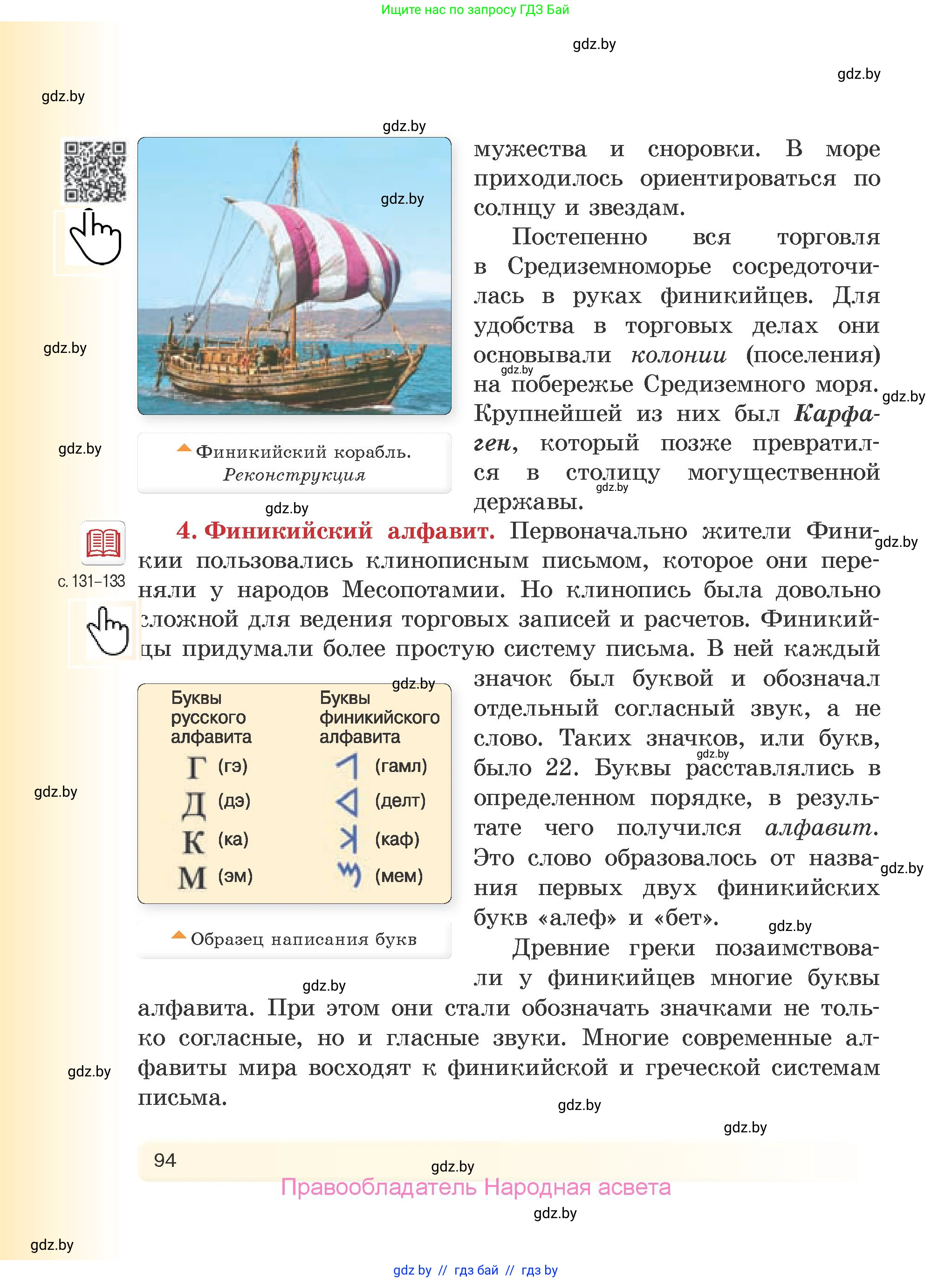 История Древнего мира, 5 класс Учебник, авторы: Кошелев Владимир Сергеевич, Прохоров Андрей Аркадьевич, Перзашкевич Олег Валерьевич, Журавлевич Ольга Георгиевна, издательство Народная асвета, Минск, 2019, коричневого цвета, Часть 2, страница 94