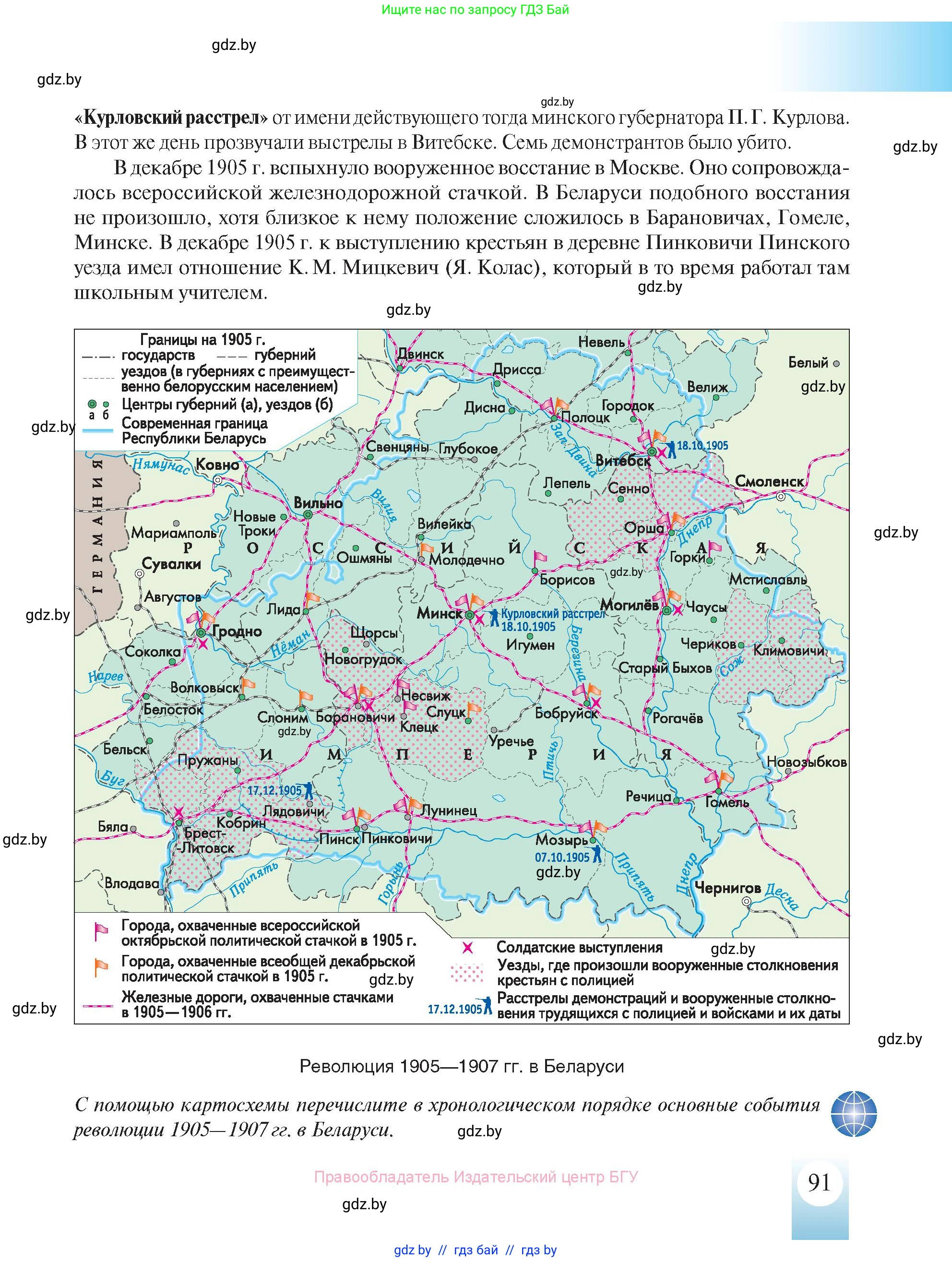 История Беларуси (Гісторыя Беларусі), 8 класс Учебник, авторы: Панов Сергей Вениаминович, Морозова Светлана Валентиновна, Сосно Владимир Аркадьевич, издательство Издательский центр БГУ, Минск, 2018, красного цвета, страница 91