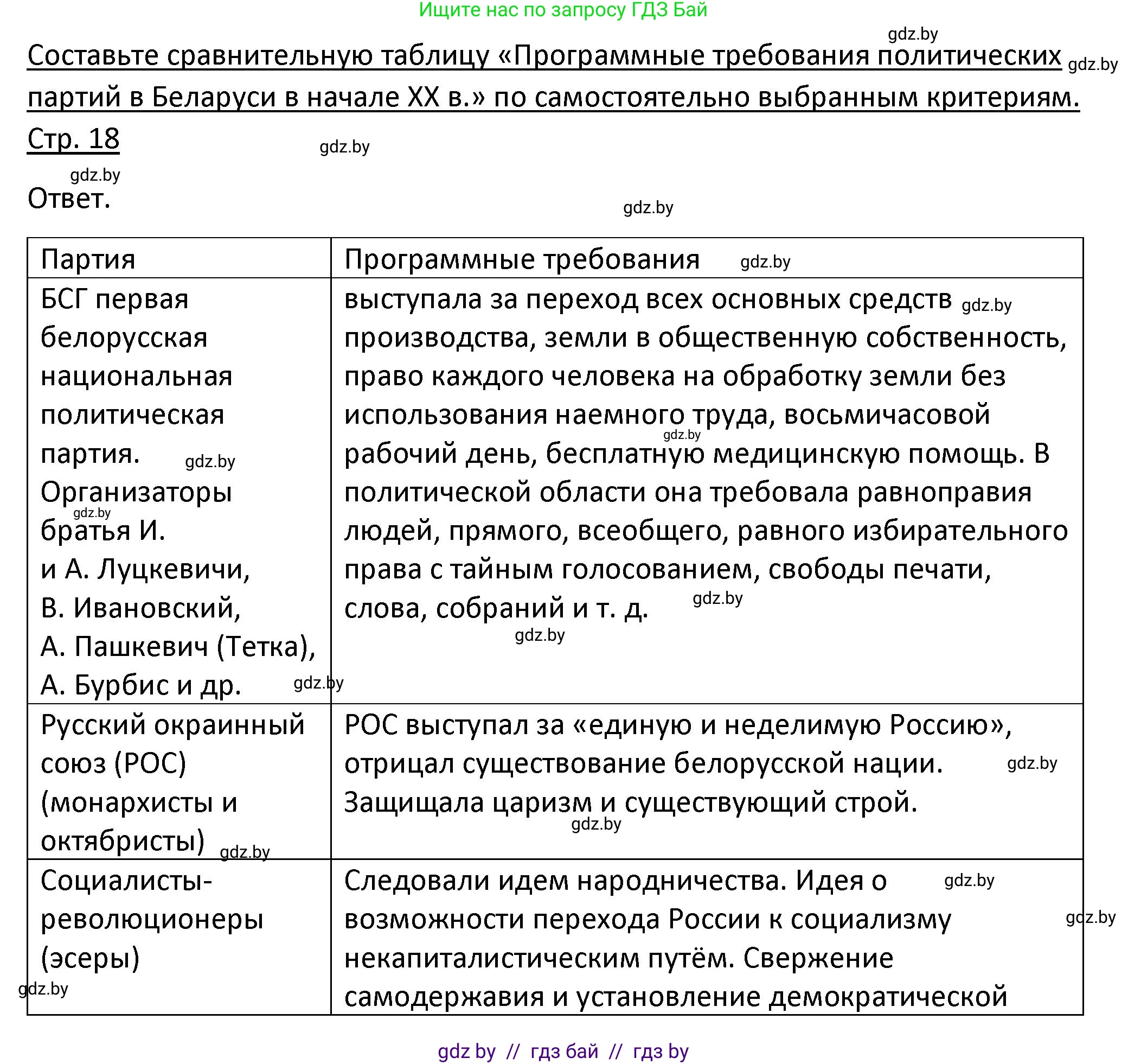 История Беларуси (Гісторыя Беларусі), 11 класс Учебник, авторы: Касович Александр Валерьевич, Барабаш Наталья Викторовна, Корзюк А А, Йоцюс В А, Матюш П А, Соловьянов А П, издательство Издательский центр БГУ, Минск, 2021, страница 18, Решение