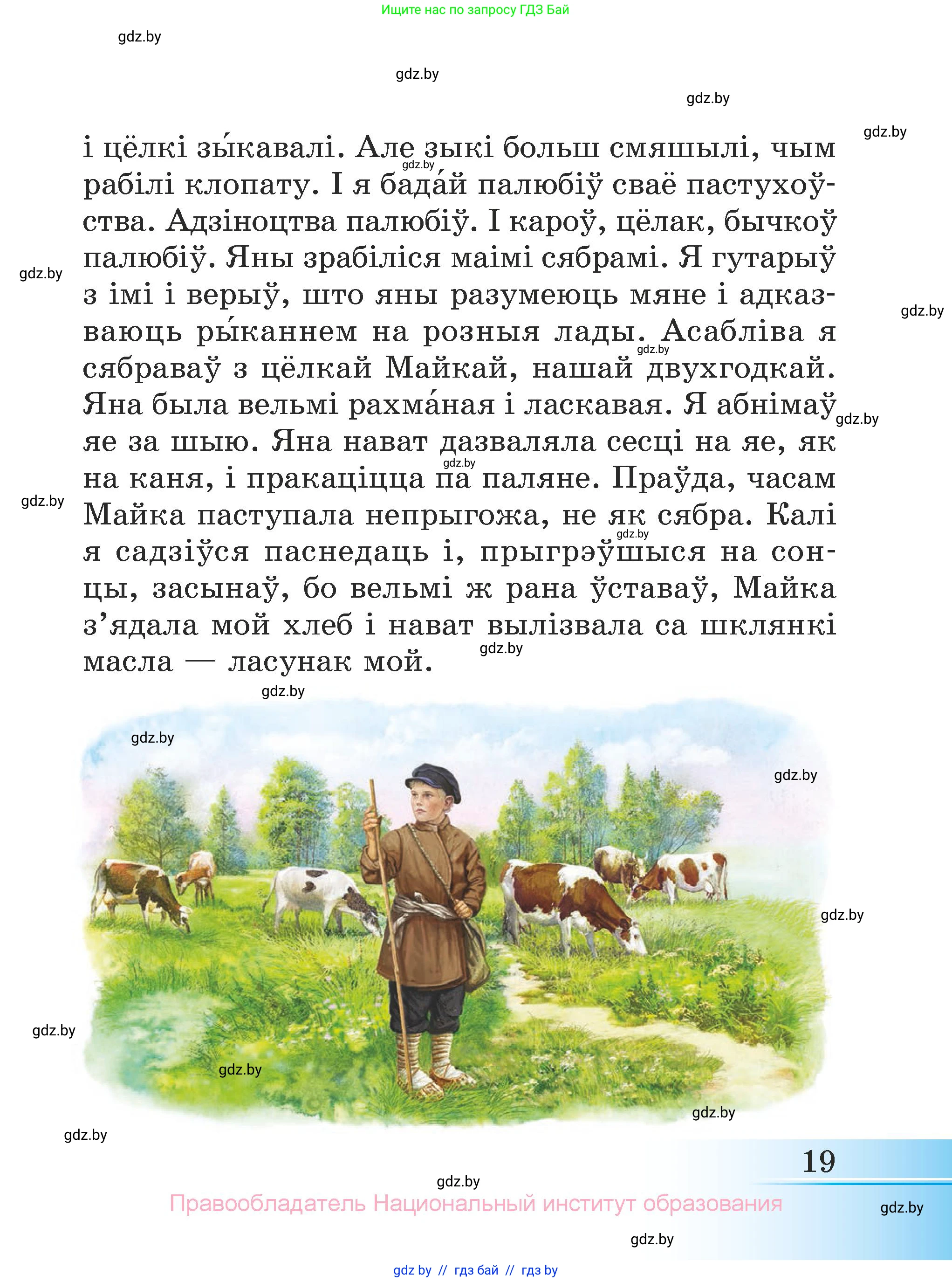 Літаратурнае чытанне, 3 класс Учебник, автор: Жуковіч Мікалай Васільевіч, издательство Нацыянальны інстытут адукацыі, Минск, 2023, голубого цвета, страница 19