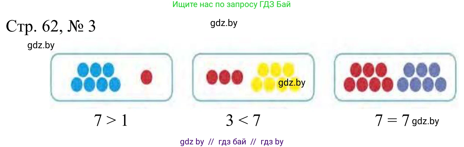 Математика, 1 класс Учебник, авторы: Муравьева Галина Леонидовна, Урбан Мария Анатольевна, издательство Академия образования, Минск, 2024, Часть 1, страница 62, номер 3, Решение