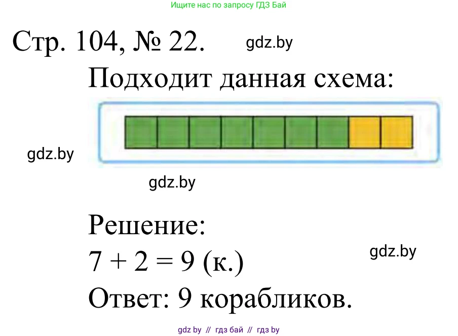 Математика, 1 класс Учебник, авторы: Муравьева Галина Леонидовна, Урбан Мария Анатольевна, издательство Академия образования, Минск, 2024, Часть 1, страница 104, номер 22, Решение