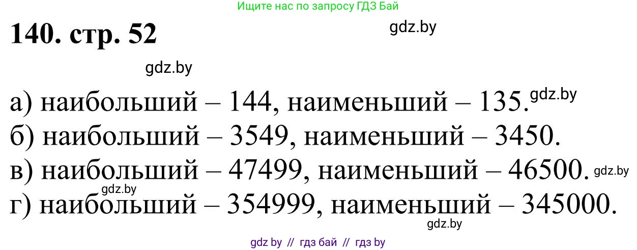 Математика, 5 класс Учебник, авторы: Герасимов Валерий Дмитриевич, Пирютко Ольга Николаевна, Лобанов Александр Павлович, издательство Адукацыя i выхаванне, Минск, 2025, белого цвета, Часть 1, страница 52, номер 140, Решение 2025