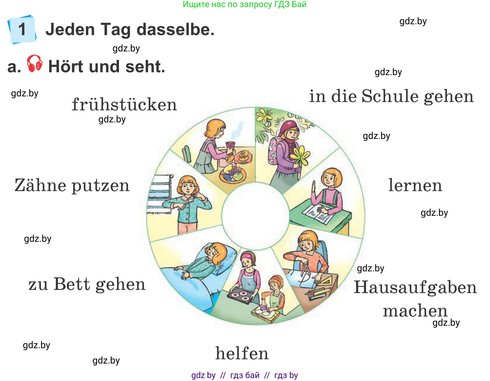 Немецкий язык (Deutsch), 4 класс Учебник (Schülerbuch), авторы: Будько Антонина Филипповна (Budjko Antonina), Урбанович Инна Ювинальевна (Urbanowitsch Ina), издательство Вышэйшая школа, Минск, 2019, жёлтого цвета, Часть 1, страница 61, номер 1a, Условие