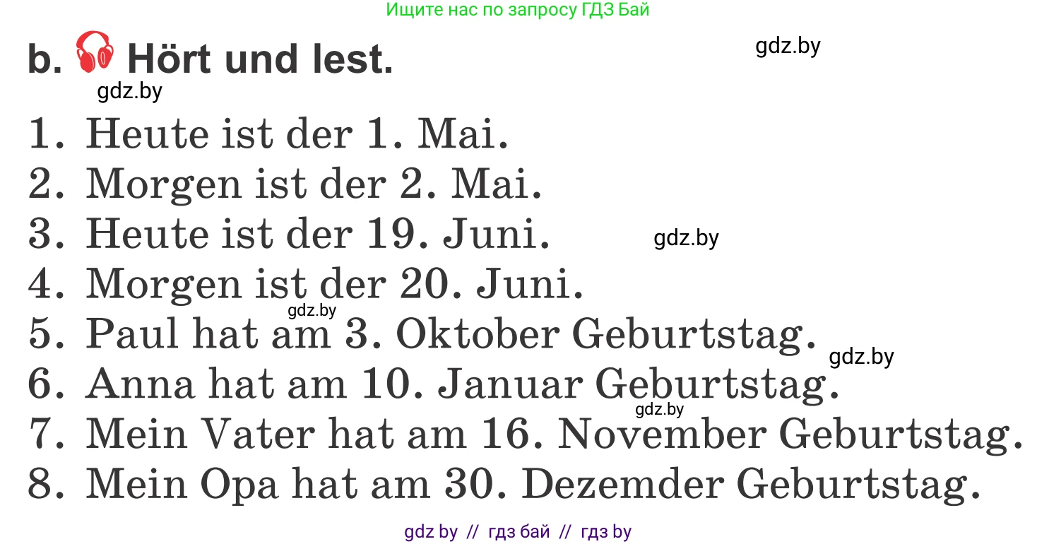 Немецкий язык (Deutsch), 4 класс Учебник (Schülerbuch), авторы: Будько Антонина Филипповна (Budjko Antonina), Урбанович Инна Ювинальевна (Urbanowitsch Ina), издательство Вышэйшая школа, Минск, 2019, жёлтого цвета, Часть 2, страница 10, номер 6b, Условие