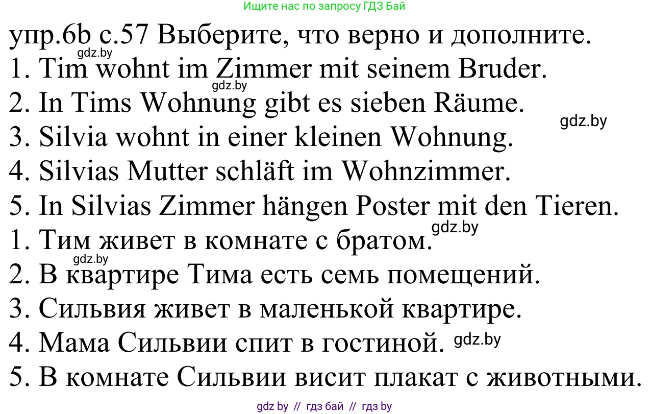 Немецкий язык (Deutsch), 4 класс Учебник (Schülerbuch), авторы: Будько Антонина Филипповна (Budjko Antonina), Урбанович Инна Ювинальевна (Urbanowitsch Ina), издательство Вышэйшая школа, Минск, 2019, жёлтого цвета, Часть 2, страница 57, номер 6b, Решение