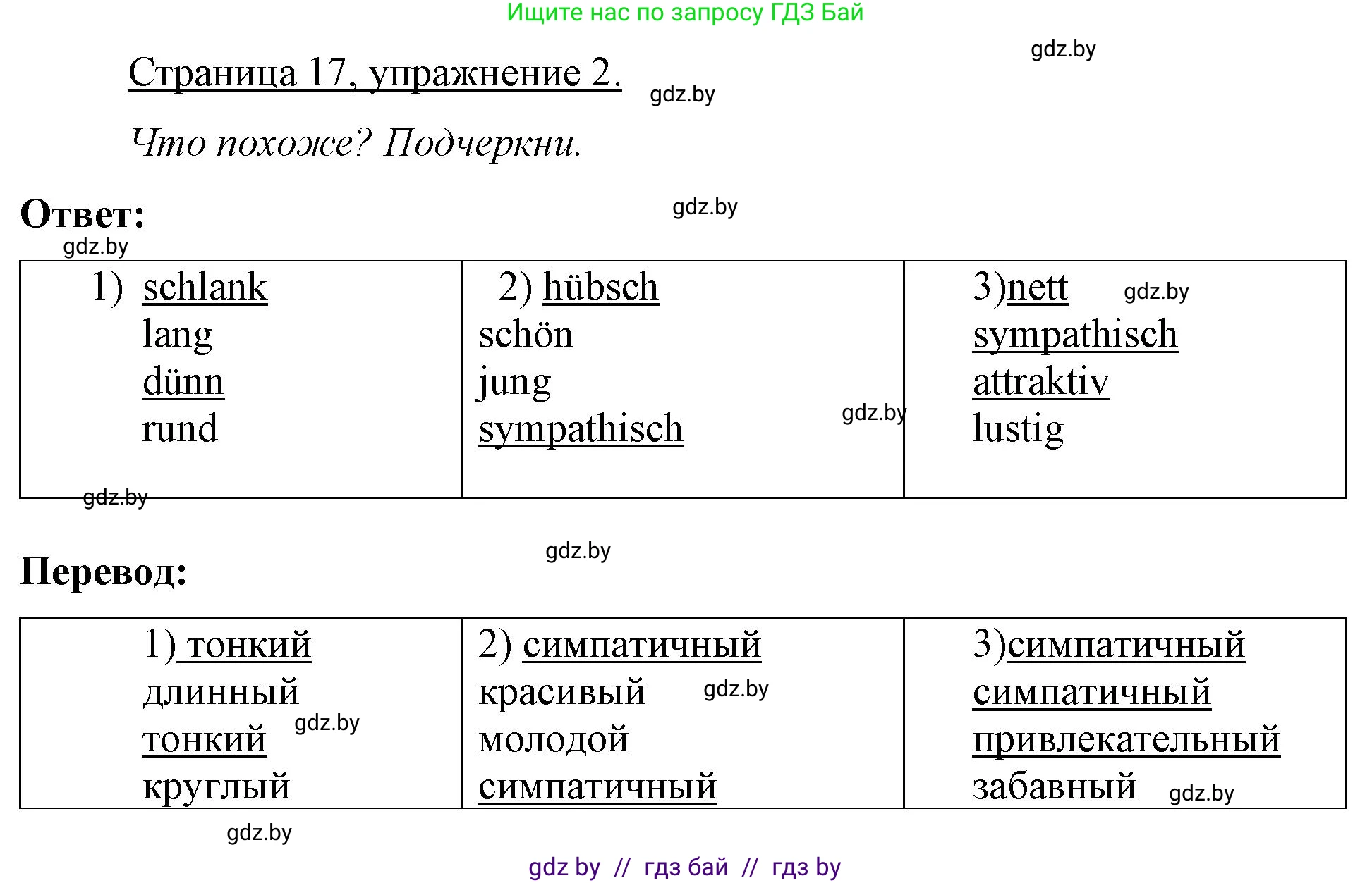 Немецкий язык (Deutsch), 7 класс рабочая тетрадь (arbeitsheft), авторы: Будько Антонина Филипповна (Budjko Antonina), Урбанович Инна Ювинальевна (Urbanowitsch Ina), издательство Аверсэв, Минск, 2021, оранжевого цвета, страница 17, номер 2, Решение