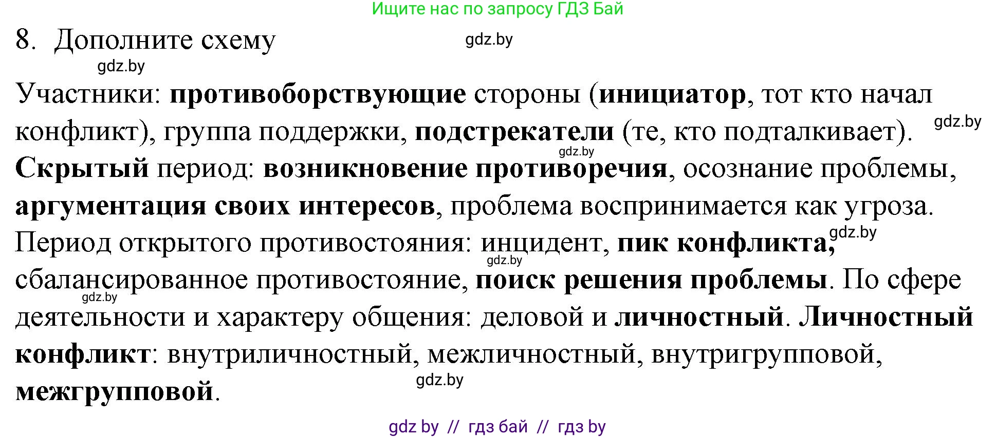 Обществоведение, 9 класс рабочая тетрадь, авторы: Кушнер Надежда Васильевна, Полейко Елена Александровна, Бернат Ирина Петровна, Гламбоцкий Пётр Михайлович, издательство Аверсэв, Минск, 2021, голубого цвета, страница 45, номер 8, Решение