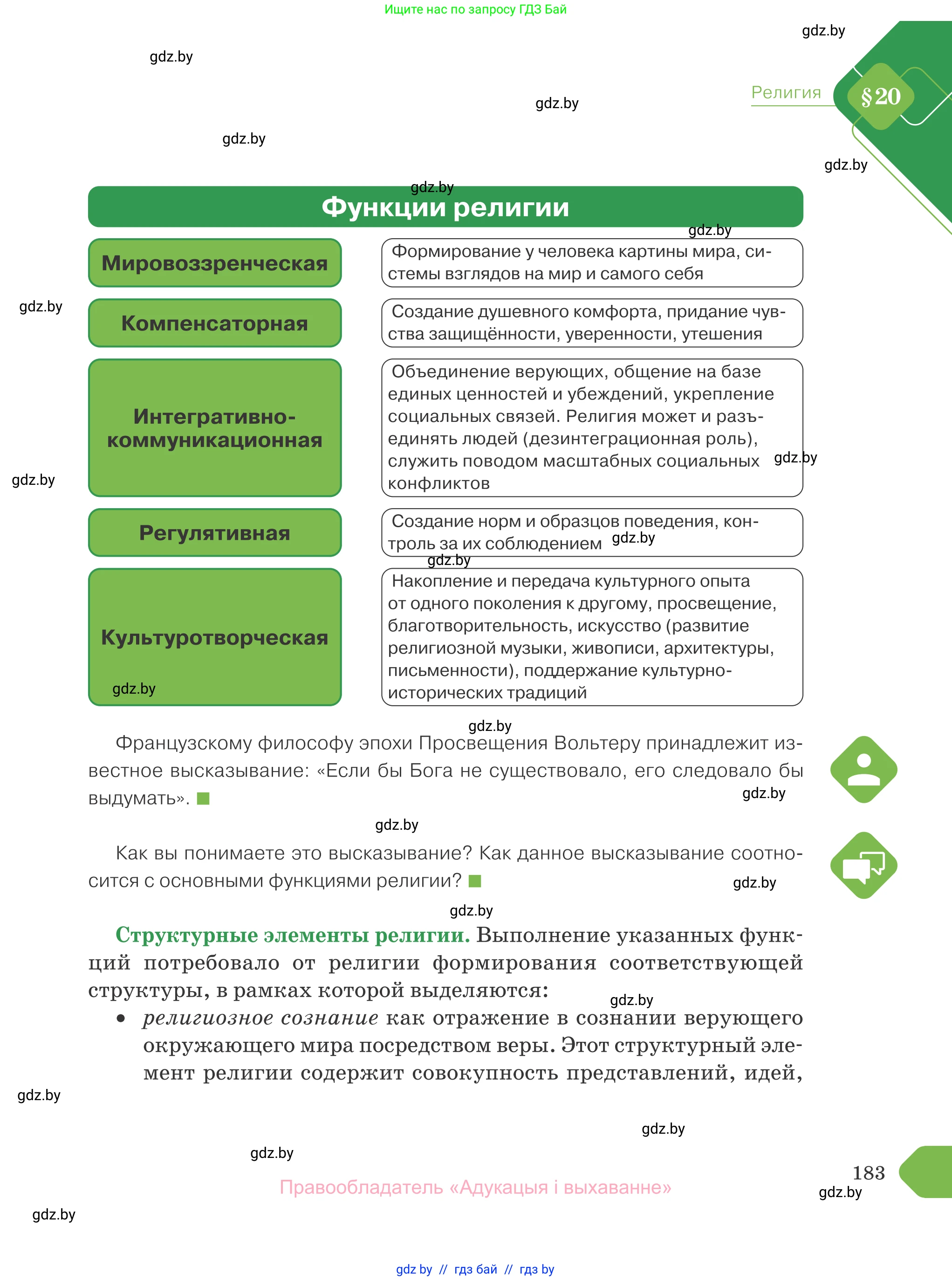 Обществоведение, 10 класс Учебник, авторы: Данилов Александр Николаевич, Полейко Елена Александровна, Кушнер Надежда Васильевна, Бернат Ирина Петровна, Безнюк Д К, Белов А А, Гречнева Е Ф, Кобяк О В, Мармашова С П, Можейко М А, Старовойтова Л В, Черченко Н В, издательство Адукацыя i выхаванне, Минск, 2020, страница 183