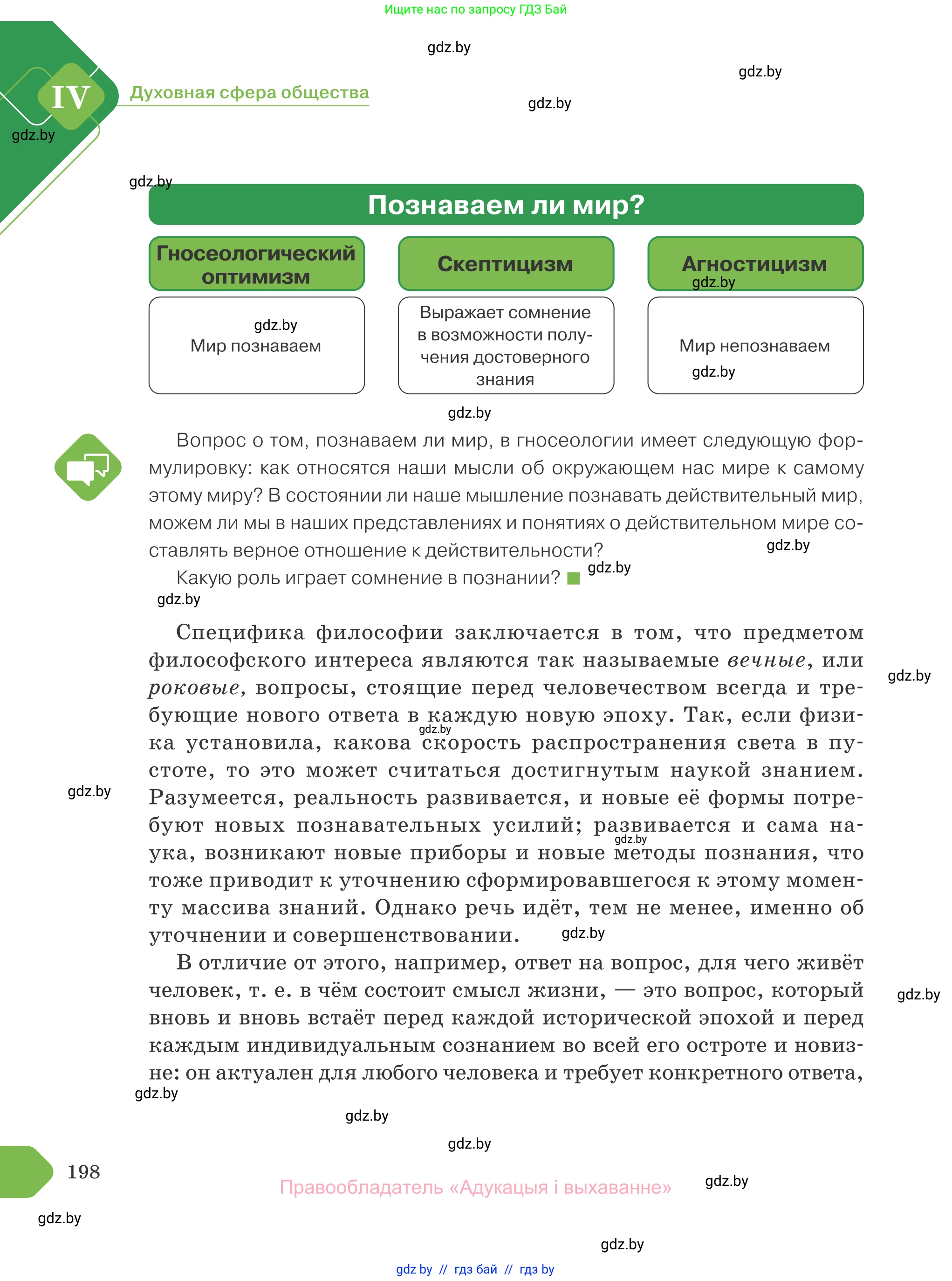 Обществоведение, 10 класс Учебник, авторы: Данилов Александр Николаевич, Полейко Елена Александровна, Кушнер Надежда Васильевна, Бернат Ирина Петровна, Безнюк Д К, Белов А А, Гречнева Е Ф, Кобяк О В, Мармашова С П, Можейко М А, Старовойтова Л В, Черченко Н В, издательство Адукацыя i выхаванне, Минск, 2020, страница 198