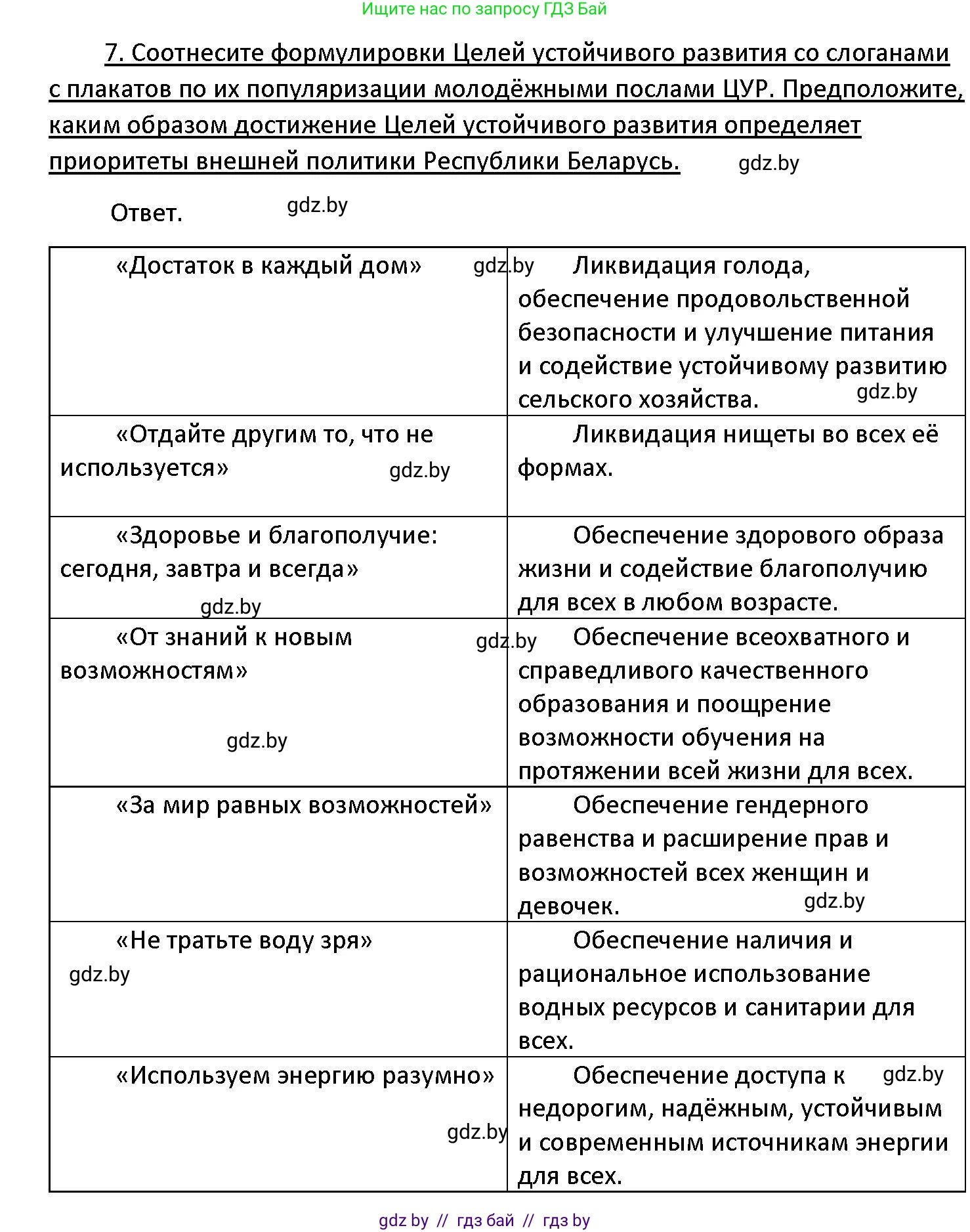 Обществоведение, 11 класс Учебник, авторы: Чуприс Ольга Ивановна, Балашенко Сергей Александрович, Денисюк Нина Павловна, Калинин С А, Киселёва Т М, Короткевич М П, Михалёва Т Н, Петоченко Т М, Побережная О Е, Подкопаев В В, Салей Е А, Шидловский А В, издательство Адукацыя i выхаванне, Минск, 2021, салатового цвета, страница 113, номер 7, Решение