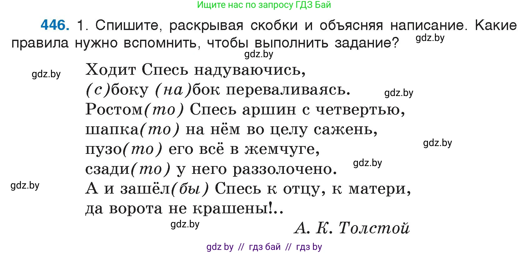 Русский язык, 7 класс Учебник, авторы: Волынец Татьяна Николаевна, Литвинко Франя Михайловна, Долбик Елена Евгеньевна, Таяновская И В, Винник И Р, издательство Национальный институт образования, Минск, 2020, бирюзового цвета, страница 216, номер 446, Условие
