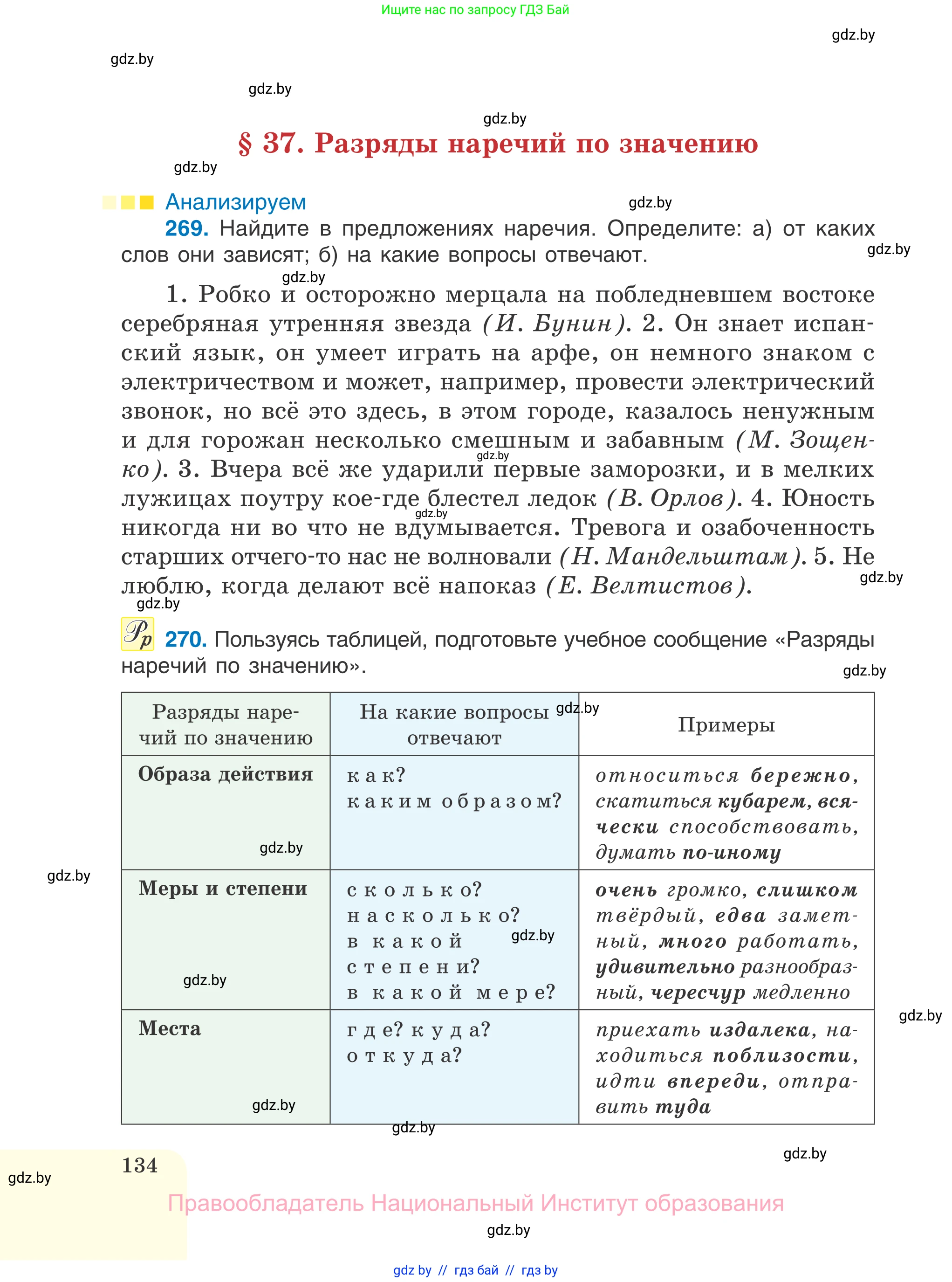 Русский язык, 7 класс Учебник, авторы: Волынец Татьяна Николаевна, Литвинко Франя Михайловна, Долбик Елена Евгеньевна, Таяновская И В, Винник И Р, издательство Национальный институт образования, Минск, 2020, бирюзового цвета, страница 134