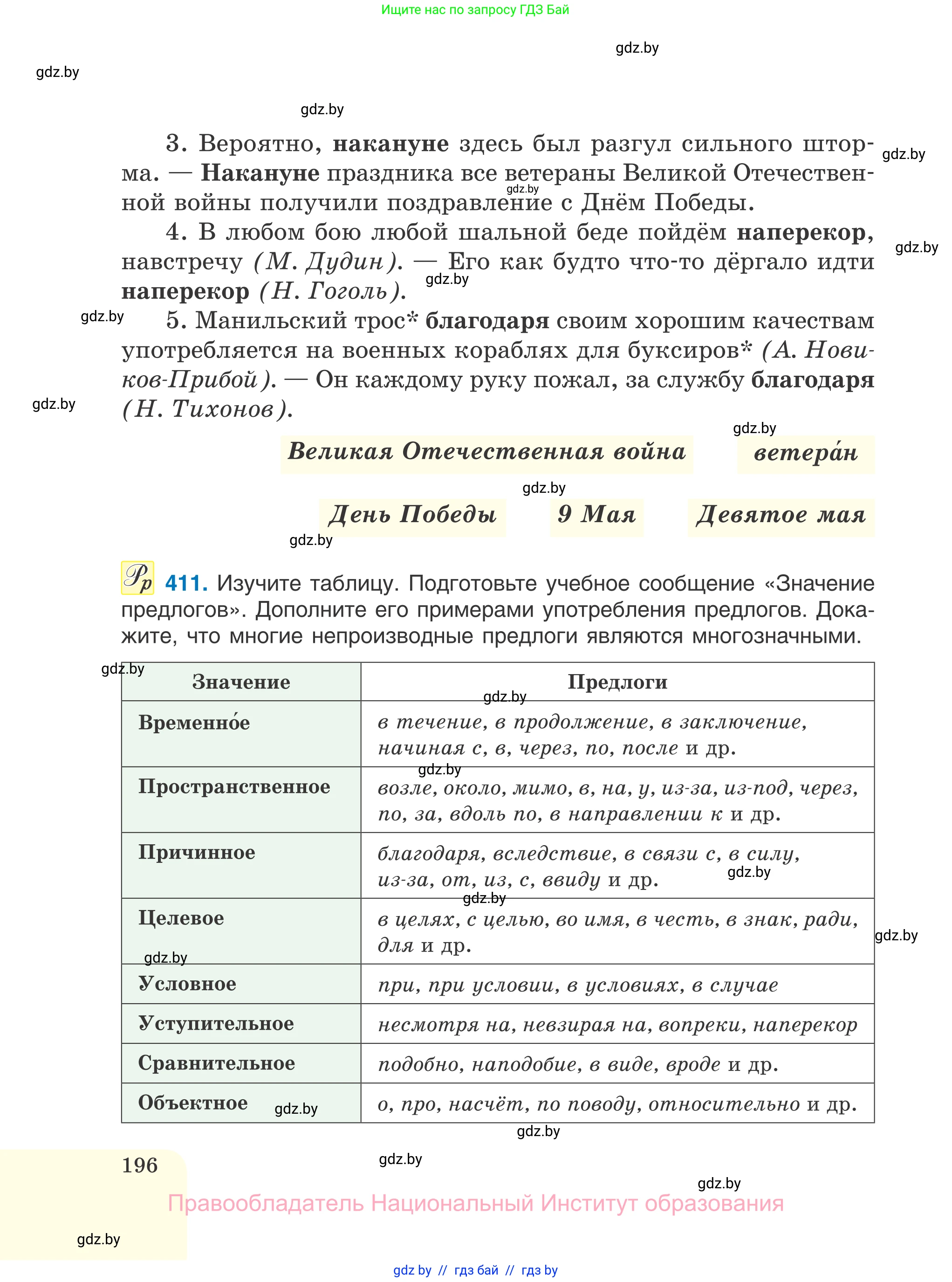 Русский язык, 7 класс Учебник, авторы: Волынец Татьяна Николаевна, Литвинко Франя Михайловна, Долбик Елена Евгеньевна, Таяновская И В, Винник И Р, издательство Национальный институт образования, Минск, 2020, бирюзового цвета, страница 196