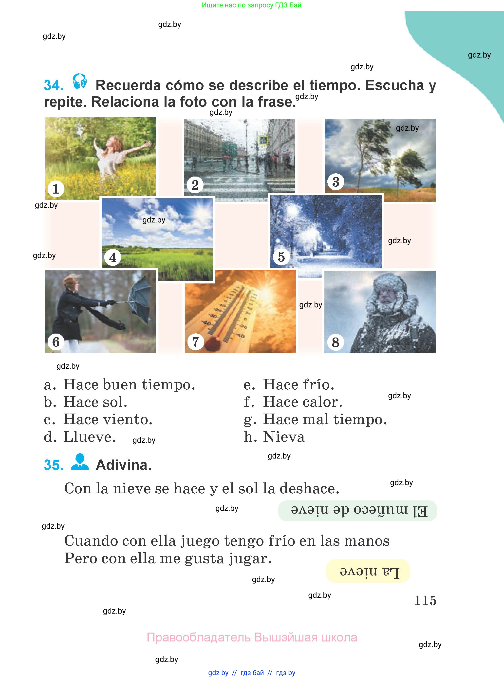 Испанский язык, 4 класс Учебник, авторы: Гриневич Елена Карловна, Бахар Лариса Николаевна, издательство Вышэйшая школа, Минск, 2019, красного цвета, Часть 1, страница 115