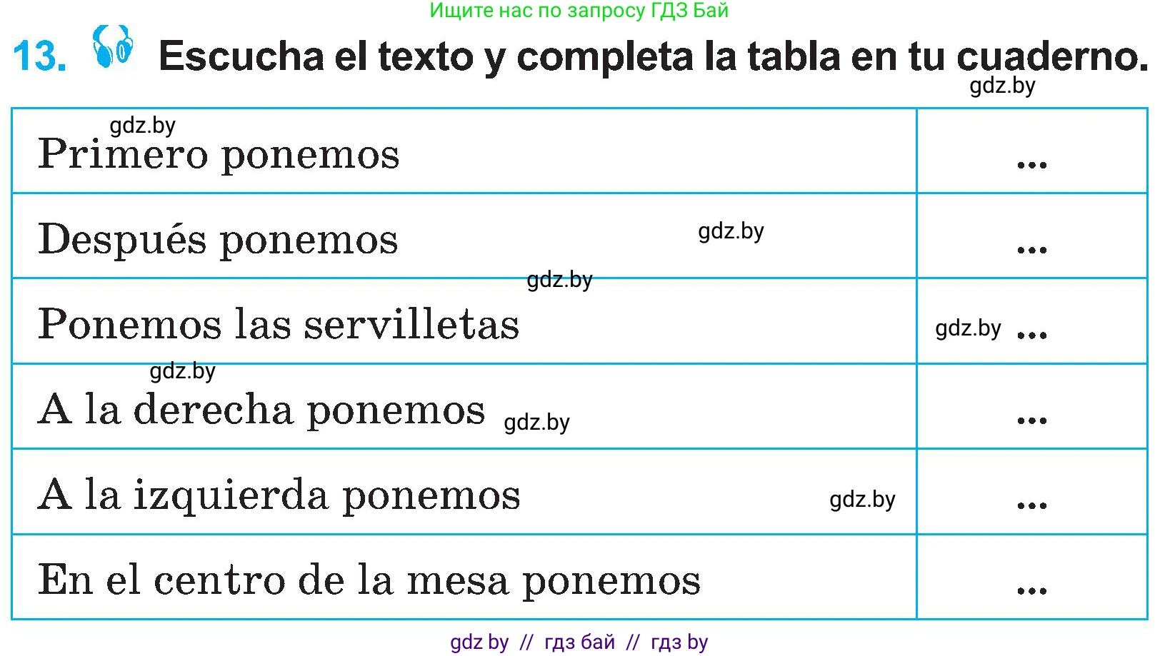 Испанский язык, 4 класс Учебник, авторы: Гриневич Елена Карловна, Бахар Лариса Николаевна, издательство Вышэйшая школа, Минск, 2019, красного цвета, Часть 2, страница 56, номер 13, Условие