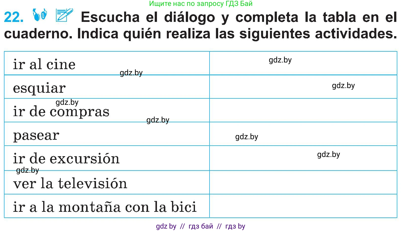 Испанский язык, 4 класс Учебник, авторы: Гриневич Елена Карловна, Бахар Лариса Николаевна, издательство Вышэйшая школа, Минск, 2019, красного цвета, Часть 2, страница 126, номер 22, Условие