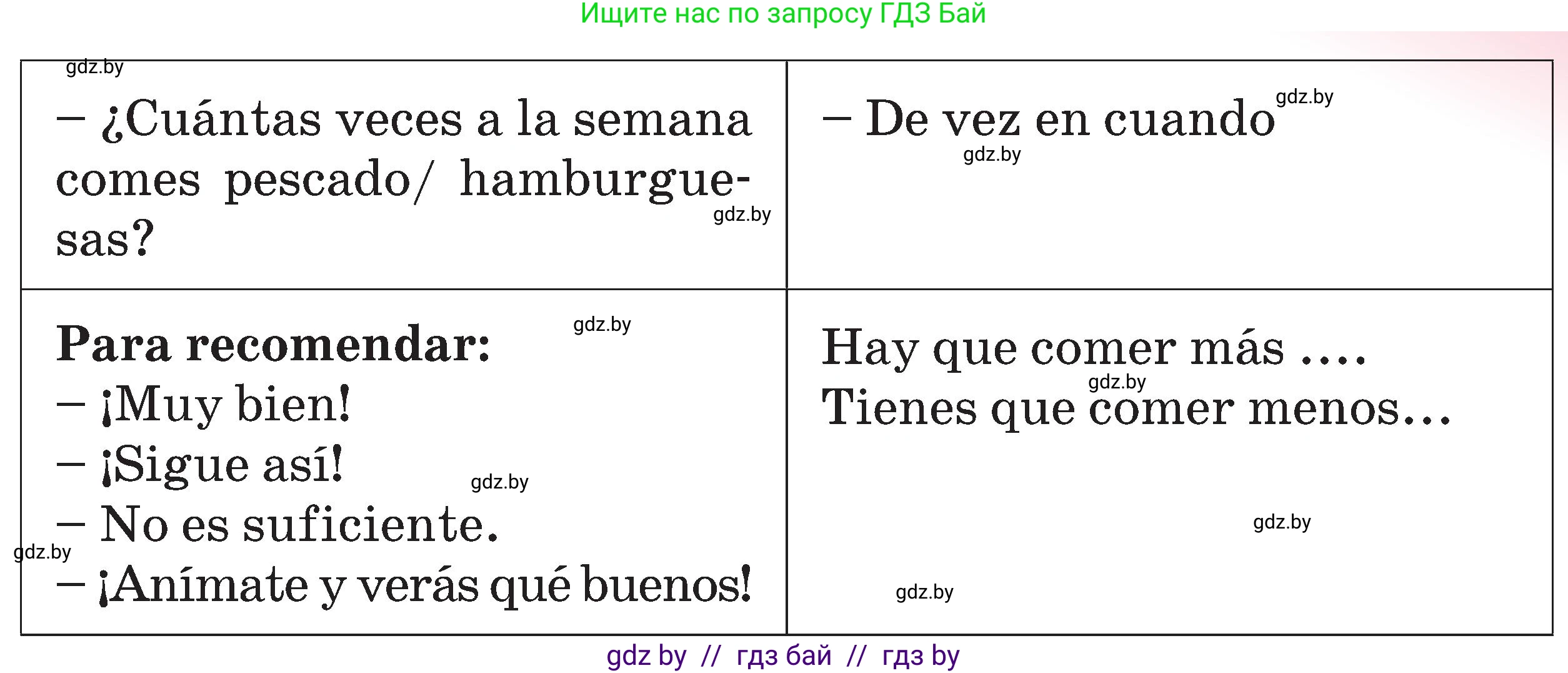 Испанский язык, 5 класс Учебник, авторы: Цыбулева Татьяна Эдуардовна, Пушкина Ольга Александровна, издательство Вышэйшая школа, Минск, 2017, оранжевого цвета, страница 60, номер 4, Условие (продолжение 2)