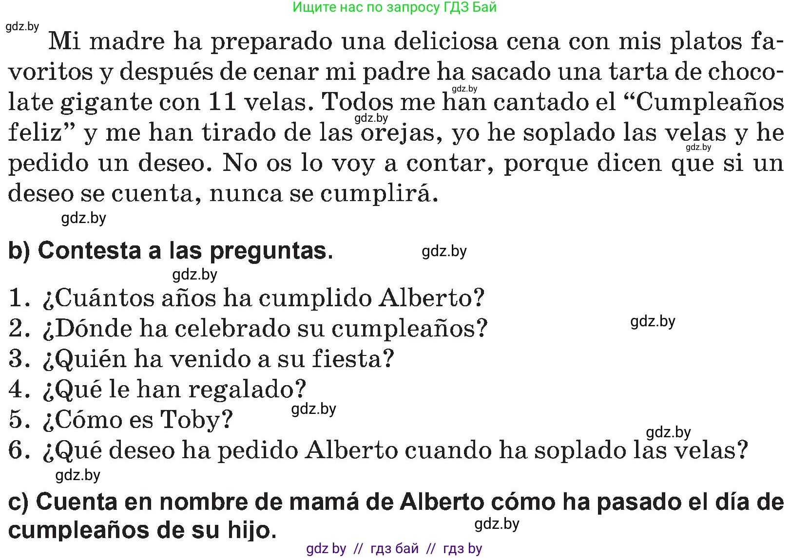 Испанский язык, 5 класс Учебник, авторы: Цыбулева Татьяна Эдуардовна, Пушкина Ольга Александровна, издательство Вышэйшая школа, Минск, 2017, оранжевого цвета, страница 85, номер 11, Условие (продолжение 2)