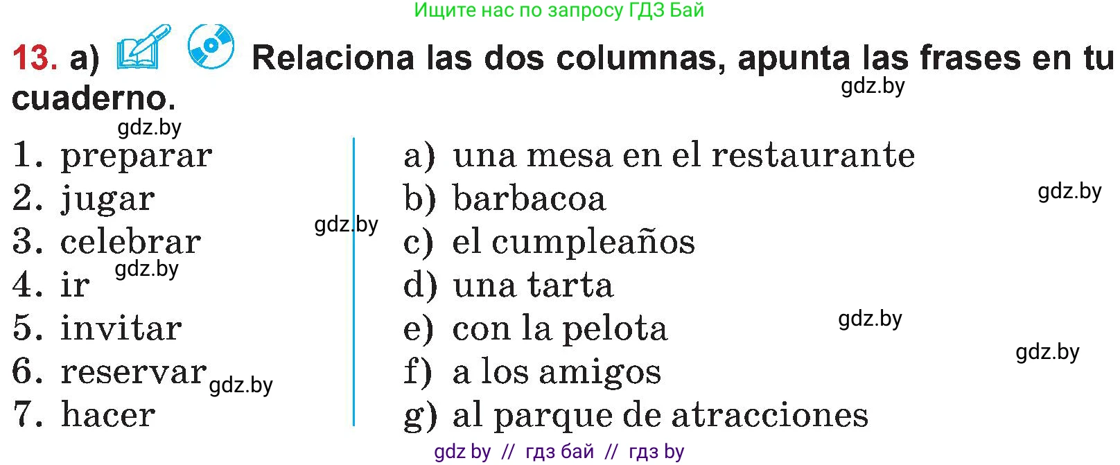 Испанский язык, 5 класс Учебник, авторы: Цыбулева Татьяна Эдуардовна, Пушкина Ольга Александровна, издательство Вышэйшая школа, Минск, 2017, оранжевого цвета, страница 86, номер 13, Условие