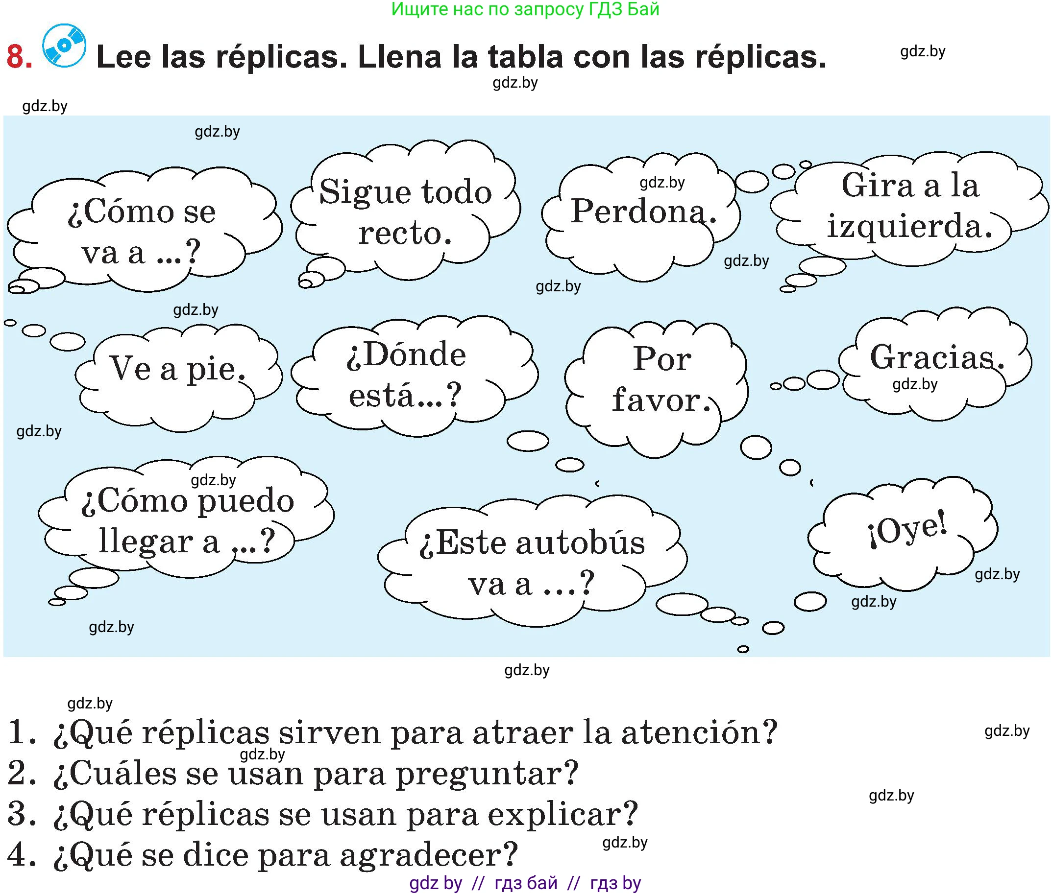 Испанский язык, 5 класс Учебник, авторы: Цыбулева Татьяна Эдуардовна, Пушкина Ольга Александровна, издательство Вышэйшая школа, Минск, 2017, оранжевого цвета, страница 21, номер 8, Условие