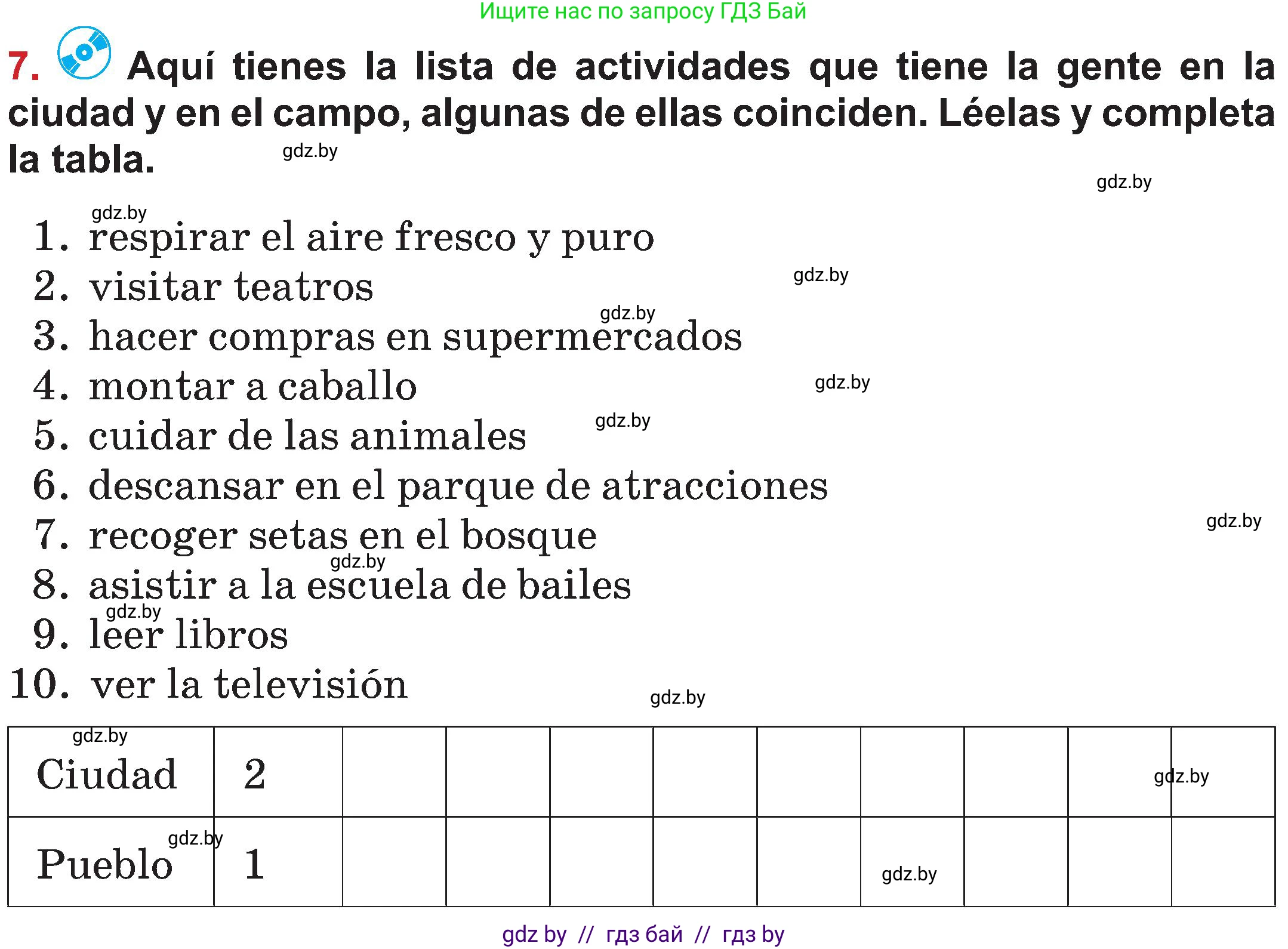 Испанский язык, 5 класс Учебник, авторы: Цыбулева Татьяна Эдуардовна, Пушкина Ольга Александровна, издательство Вышэйшая школа, Минск, 2017, оранжевого цвета, страница 31, номер 7, Условие