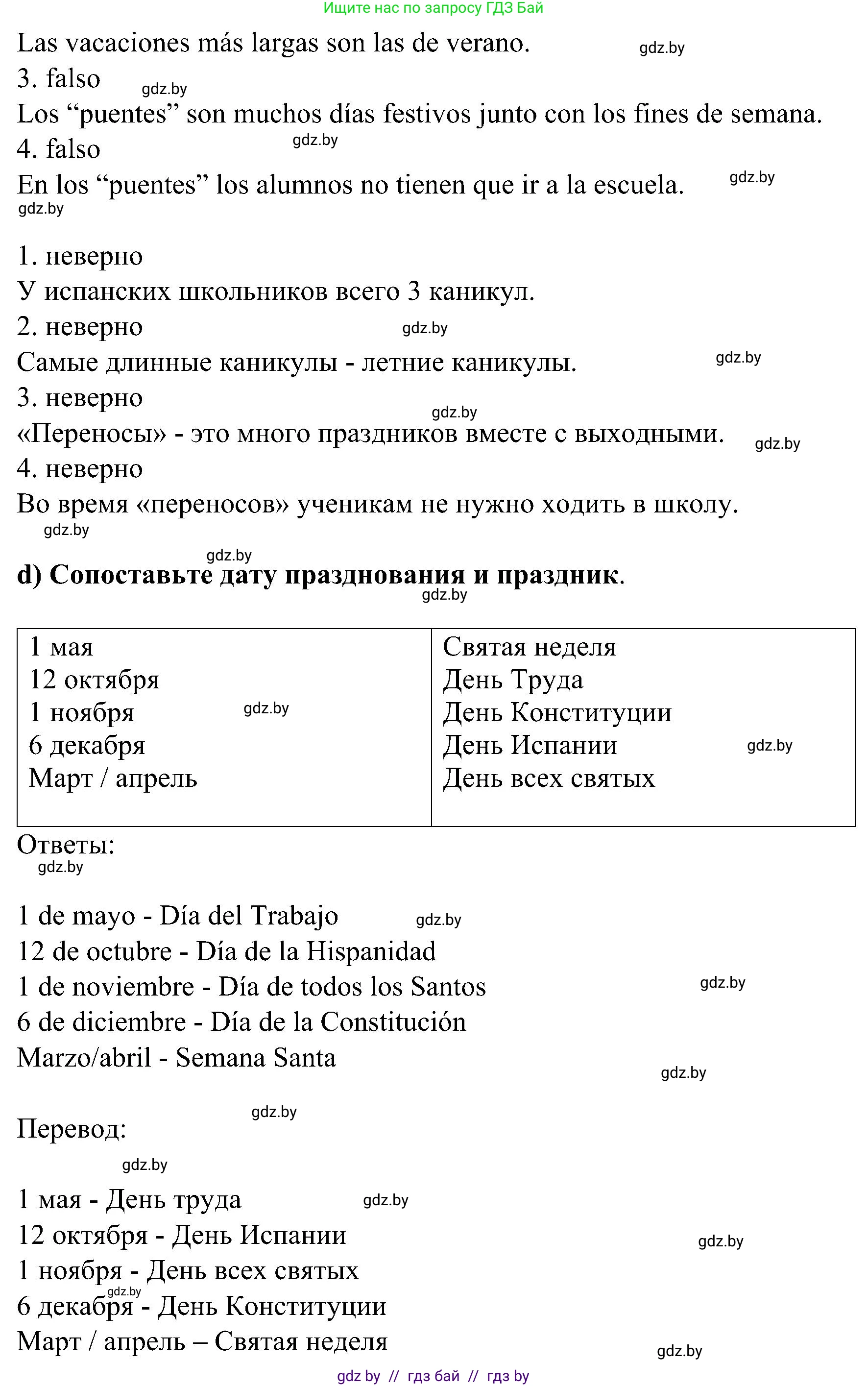 Испанский язык, 5 класс Учебник, авторы: Цыбулева Татьяна Эдуардовна, Пушкина Ольга Александровна, издательство Вышэйшая школа, Минск, 2017, оранжевого цвета, страница 88, номер 3, Решение (продолжение 3)