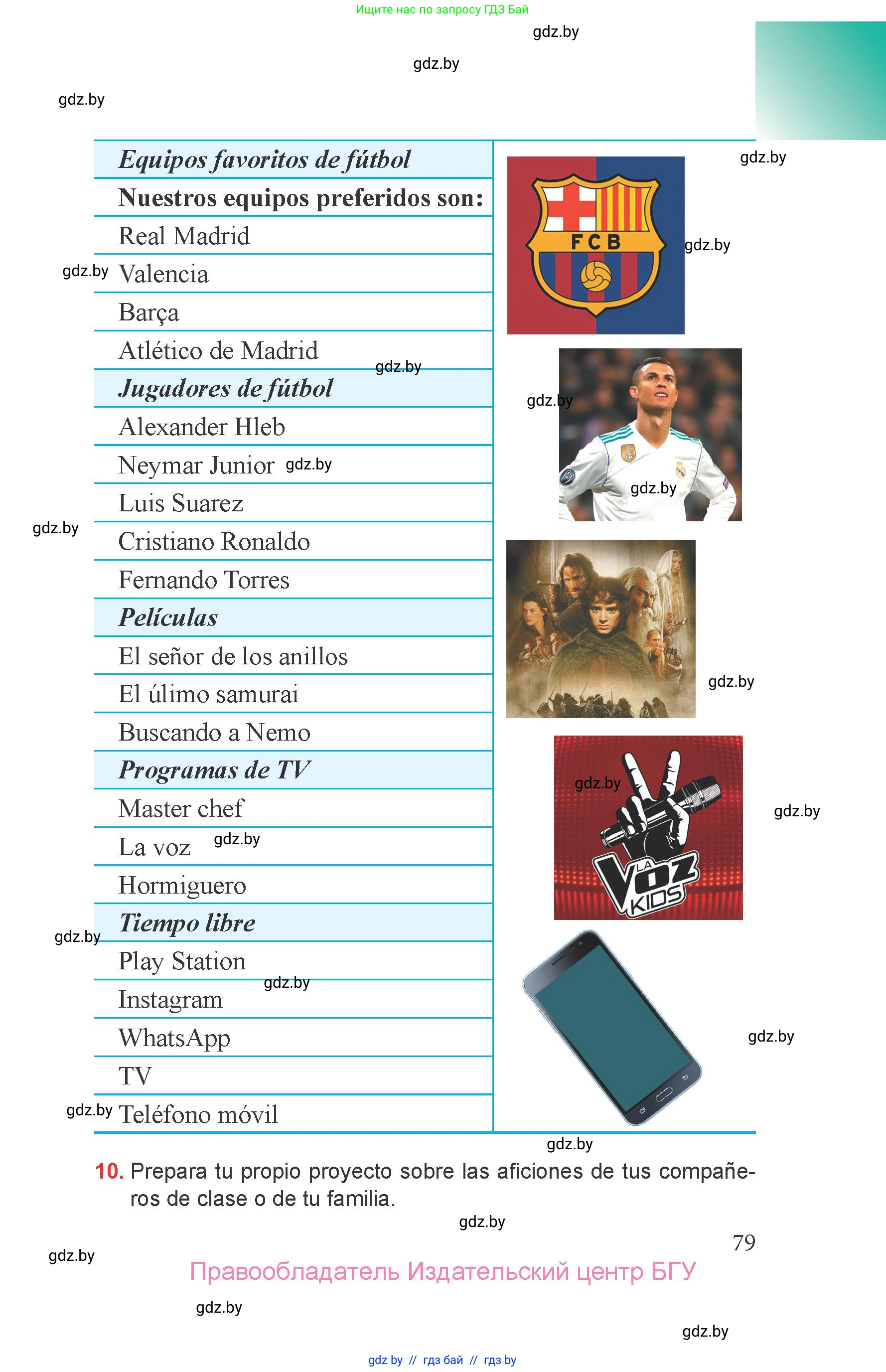 Испанский язык, 6 класс Учебник, авторы: Цыбулева Татьяна Эдуардовна, Пушкина Ольга Александровна, издательство Издательский центр БГУ, Минск, 2018, Часть 1, страница 79