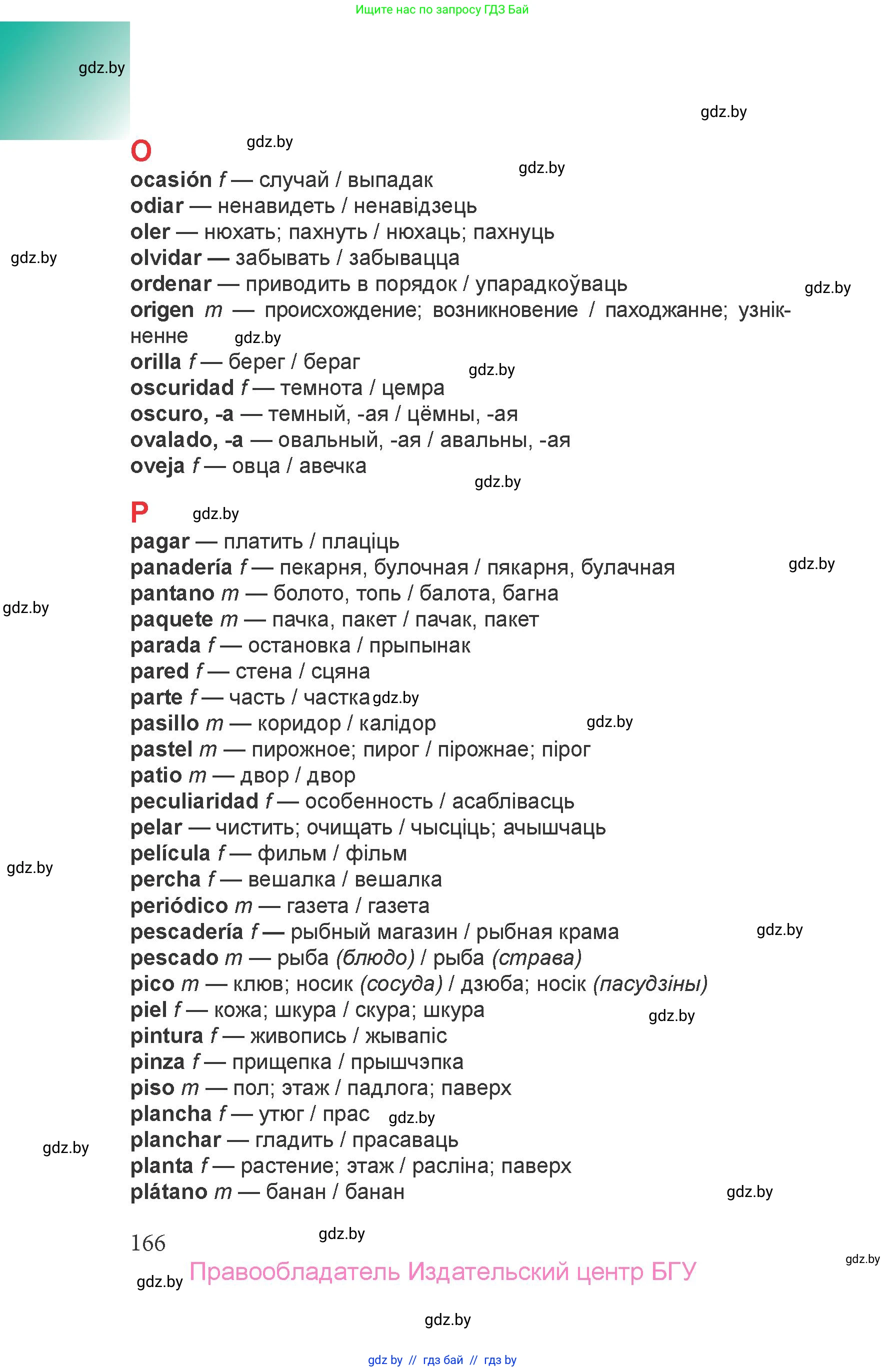 Испанский язык, 6 класс Учебник, авторы: Цыбулева Татьяна Эдуардовна, Пушкина Ольга Александровна, издательство Издательский центр БГУ, Минск, 2018, страница 166