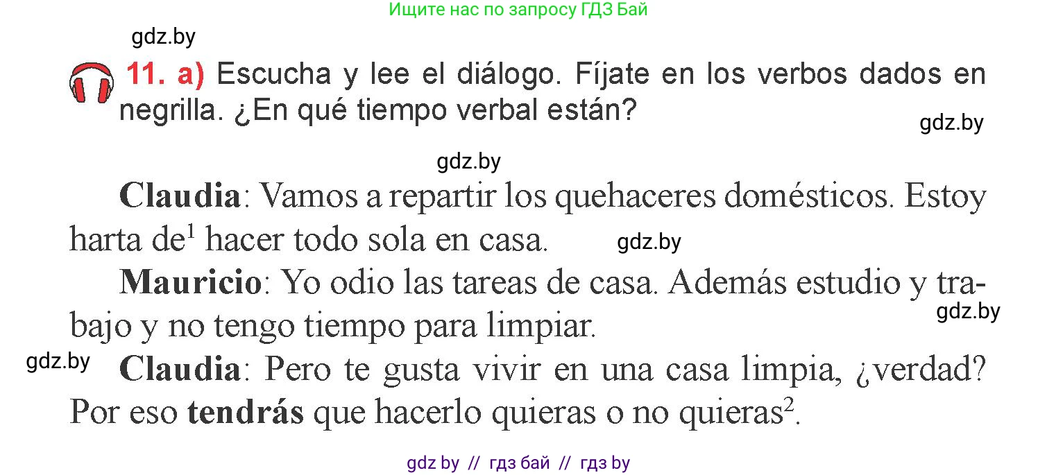 Испанский язык, 6 класс Учебник, авторы: Цыбулева Татьяна Эдуардовна, Пушкина Ольга Александровна, издательство Издательский центр БГУ, Минск, 2018, Часть 2, страница 68, номер 11, Условие