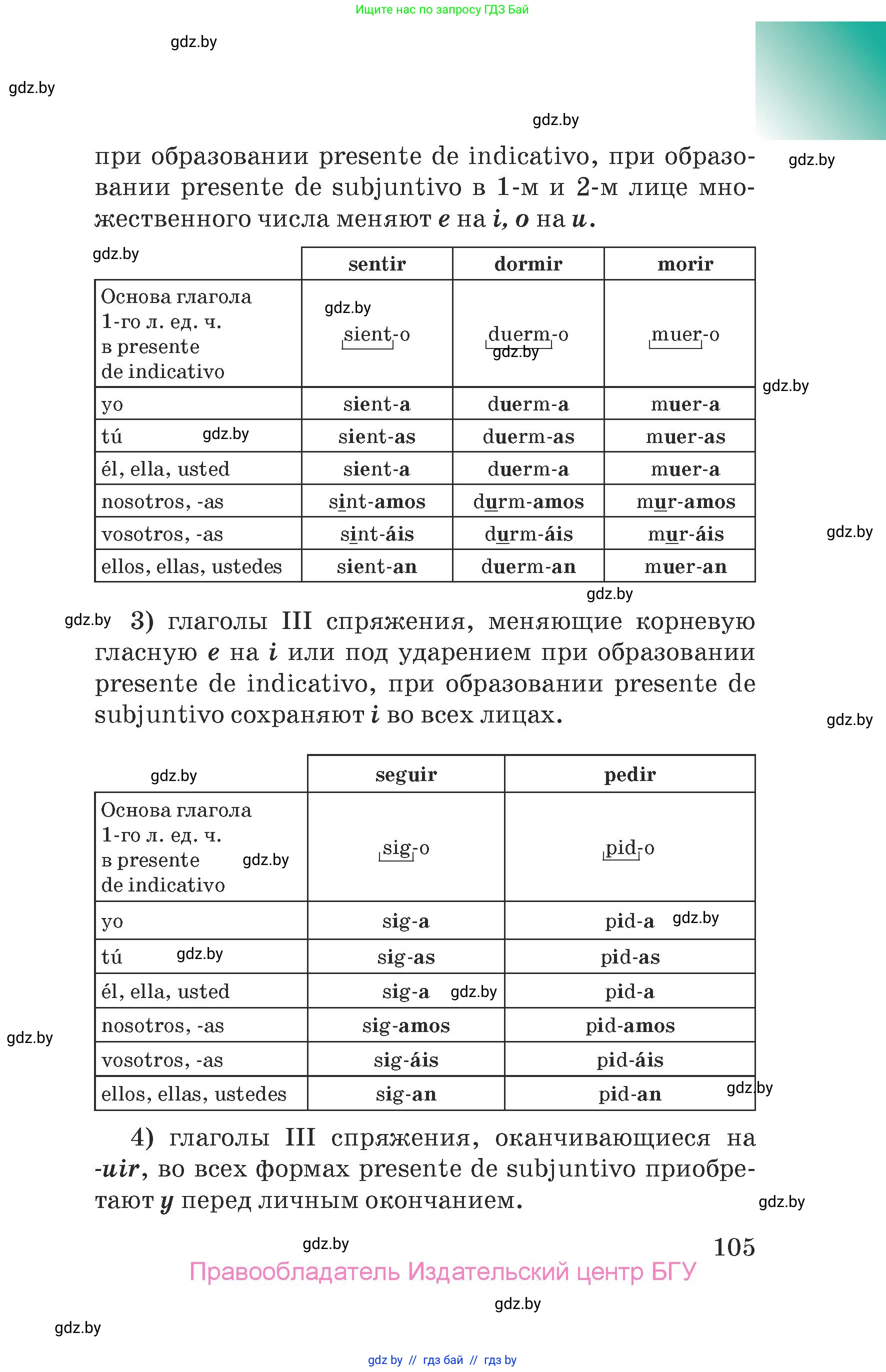 Испанский язык, 7 класс Учебник, авторы: Цыбулева Татьяна Эдуардовна, Пушкина Ольга Александровна, Карпиевич Галина Константиновна, издательство Издательский центр БГУ, Минск, 2019, бирюзового цвета, Часть 2, страница 105