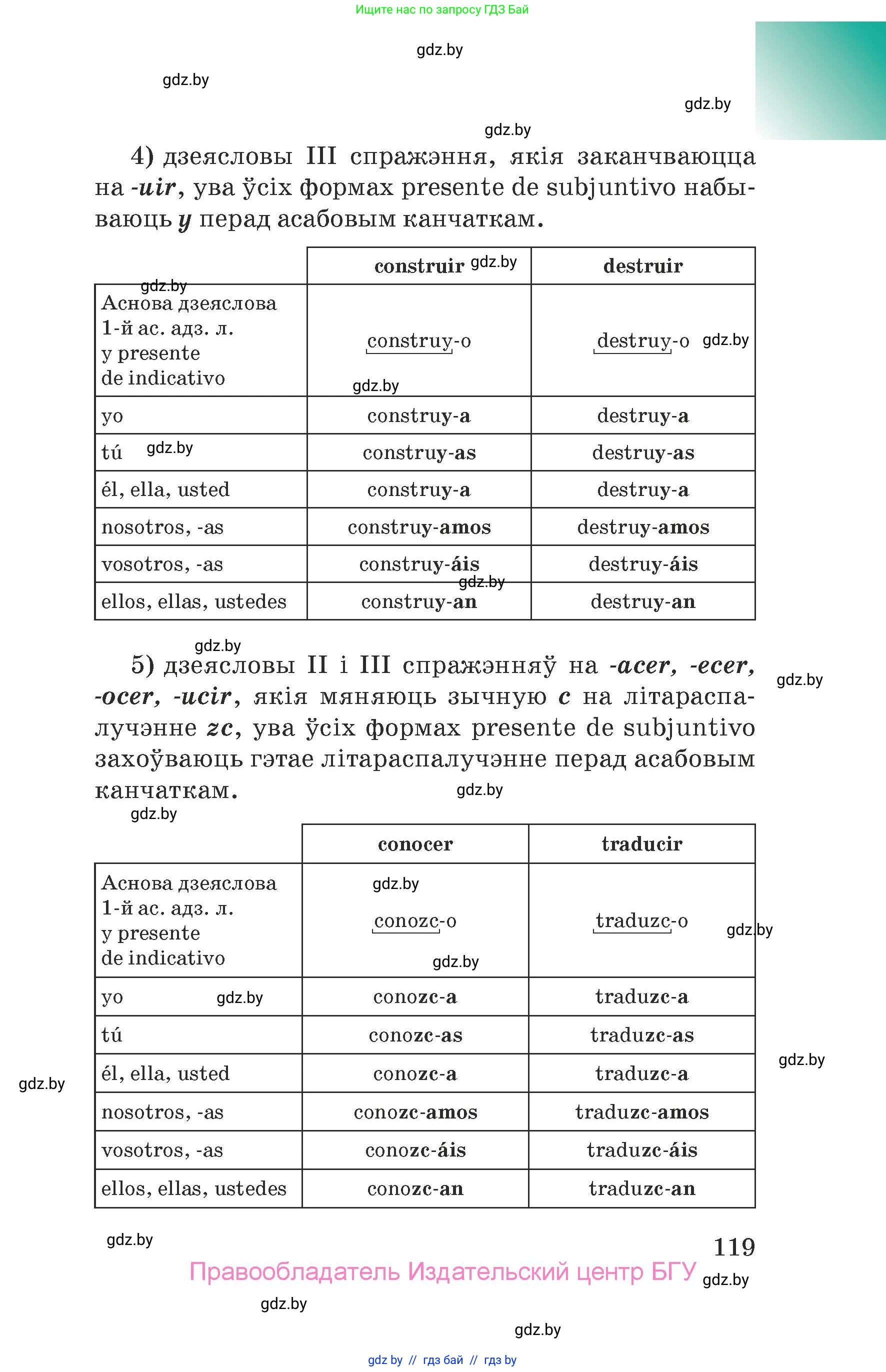 Испанский язык, 7 класс Учебник, авторы: Цыбулева Татьяна Эдуардовна, Пушкина Ольга Александровна, Карпиевич Галина Константиновна, издательство Издательский центр БГУ, Минск, 2019, бирюзового цвета, страница 119