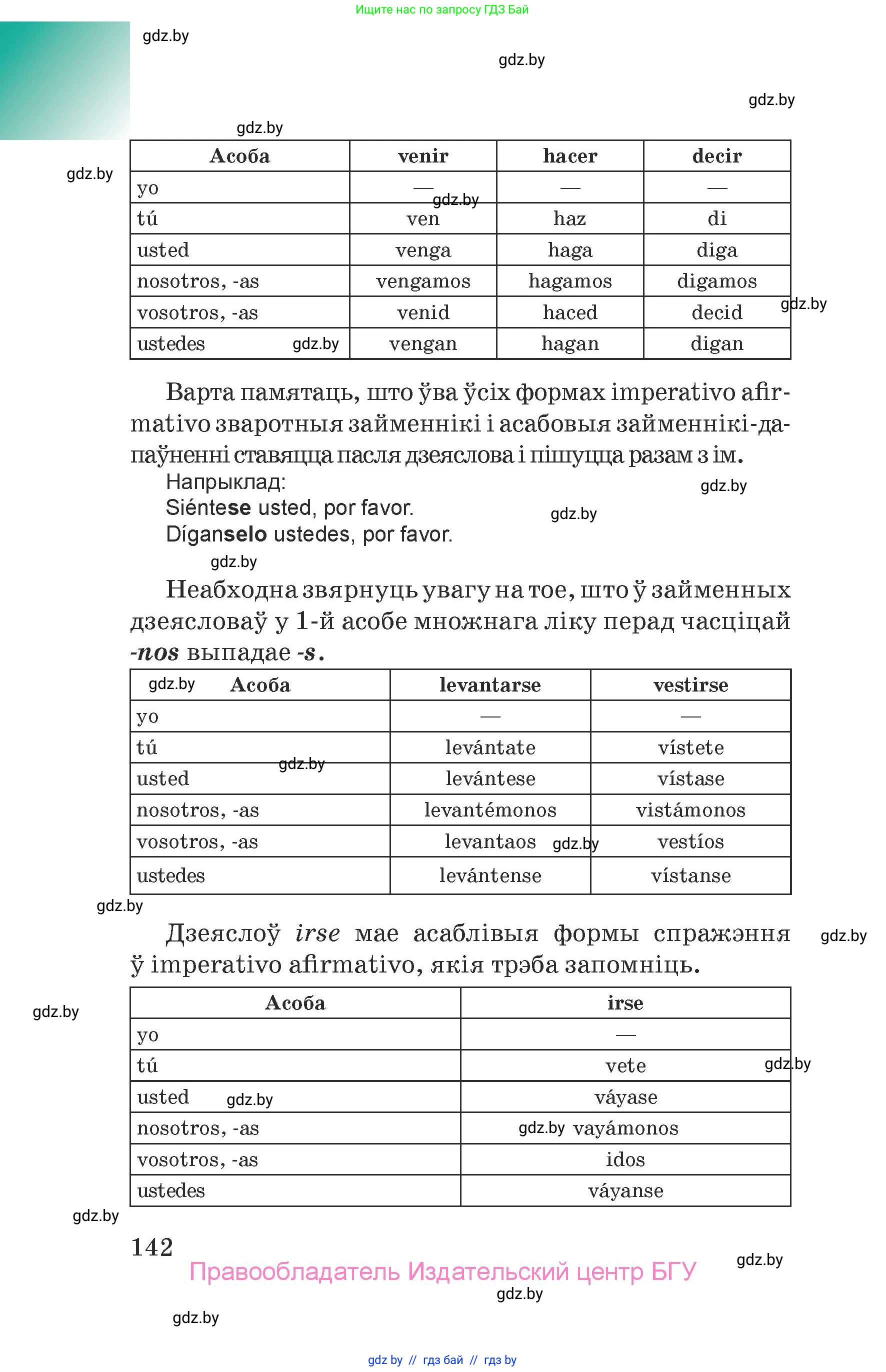 Испанский язык, 7 класс Учебник, авторы: Цыбулева Татьяна Эдуардовна, Пушкина Ольга Александровна, Карпиевич Галина Константиновна, издательство Издательский центр БГУ, Минск, 2019, бирюзового цвета, Часть 2, страница 142