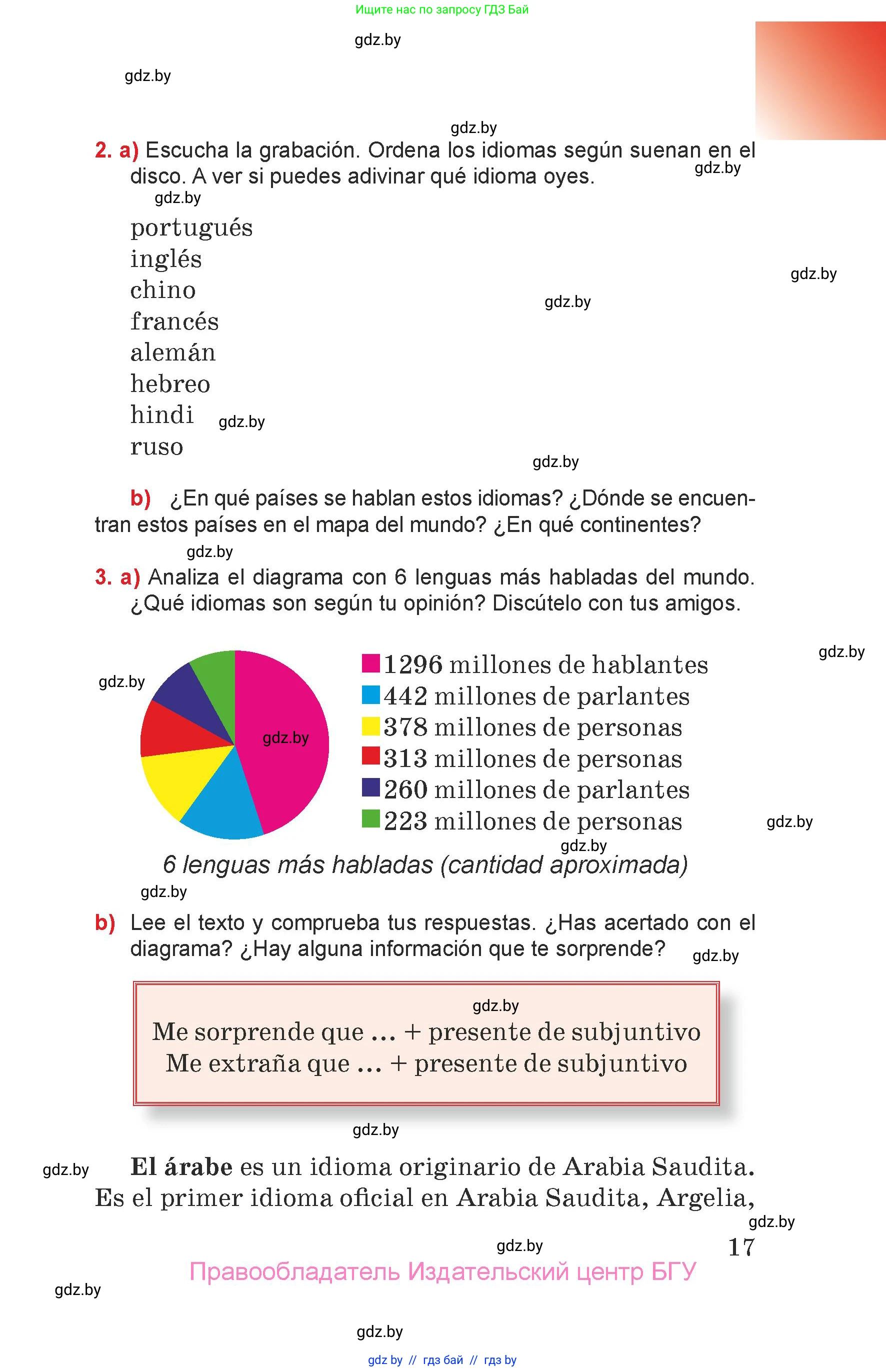 Испанский язык, 7 класс Учебник, авторы: Цыбулева Татьяна Эдуардовна, Пушкина Ольга Александровна, Карпиевич Галина Константиновна, издательство Издательский центр БГУ, Минск, 2019, бирюзового цвета, Часть 1, страница 17