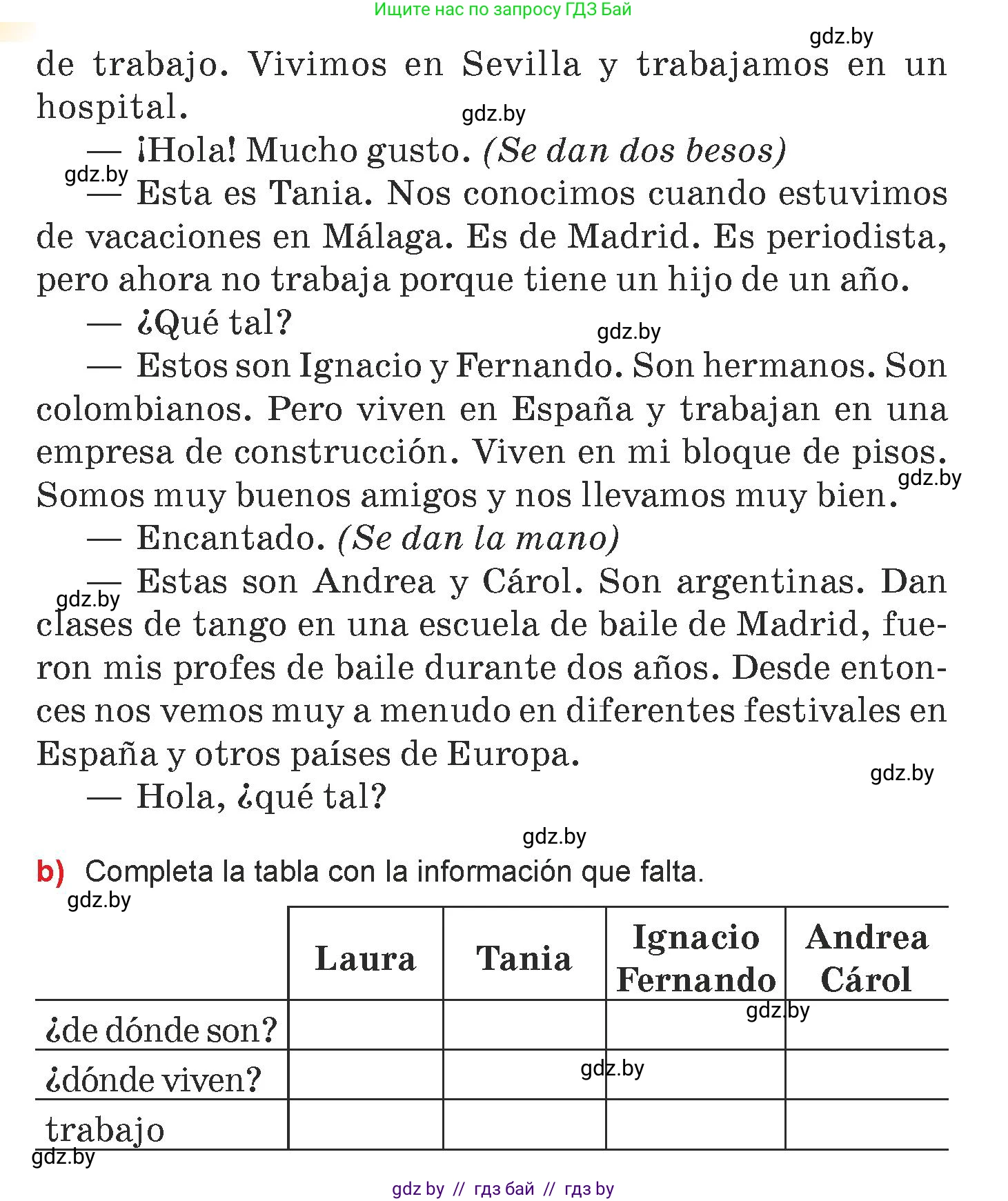 Испанский язык, 7 класс Учебник, авторы: Цыбулева Татьяна Эдуардовна, Пушкина Ольга Александровна, Карпиевич Галина Константиновна, издательство Издательский центр БГУ, Минск, 2019, бирюзового цвета, Часть 1, страница 71, номер 5, Условие (продолжение 2)