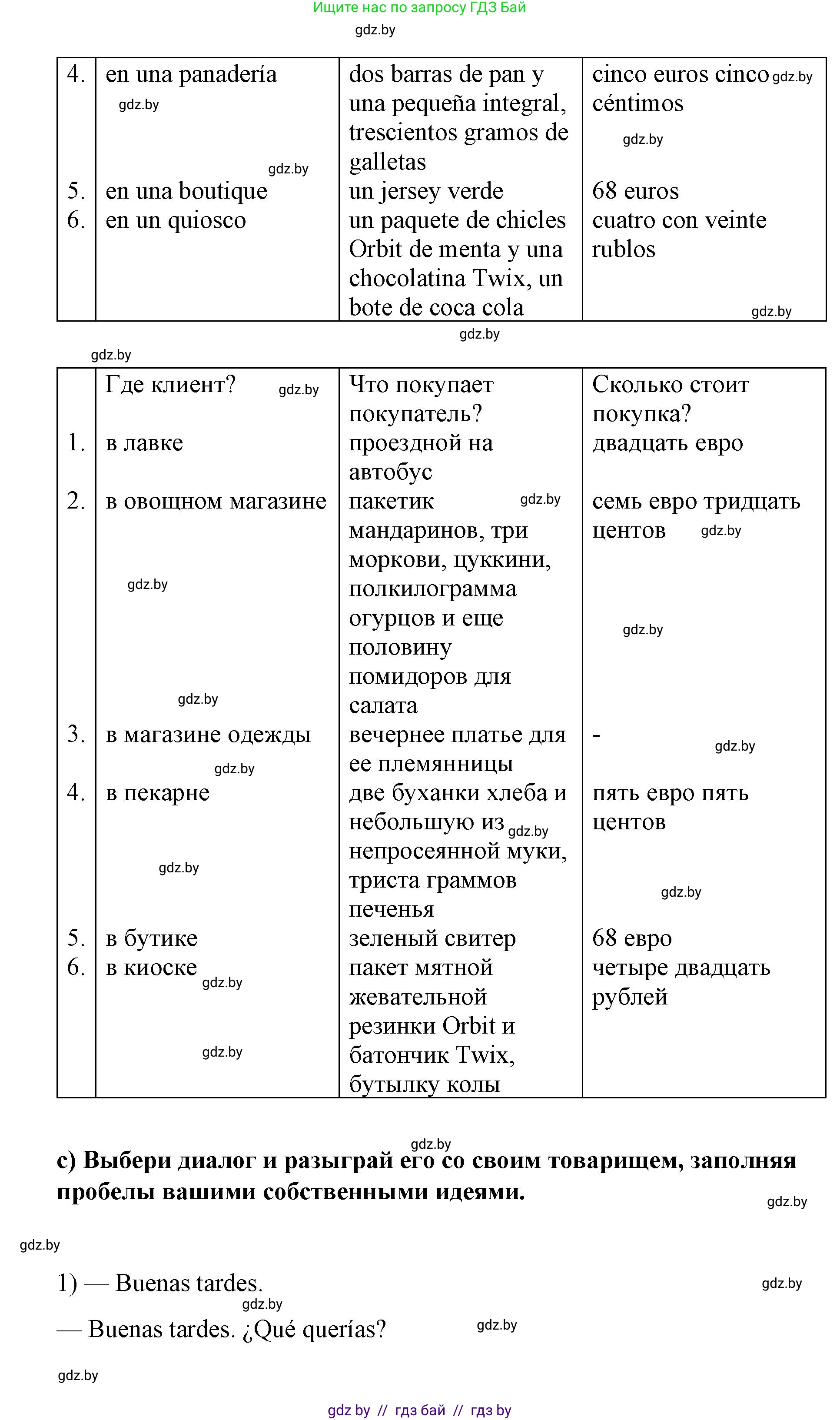 Испанский язык, 7 класс Учебник, авторы: Цыбулева Татьяна Эдуардовна, Пушкина Ольга Александровна, Карпиевич Галина Константиновна, издательство Издательский центр БГУ, Минск, 2019, бирюзового цвета, Часть 2, страница 54, номер 8, Решение (продолжение 7)