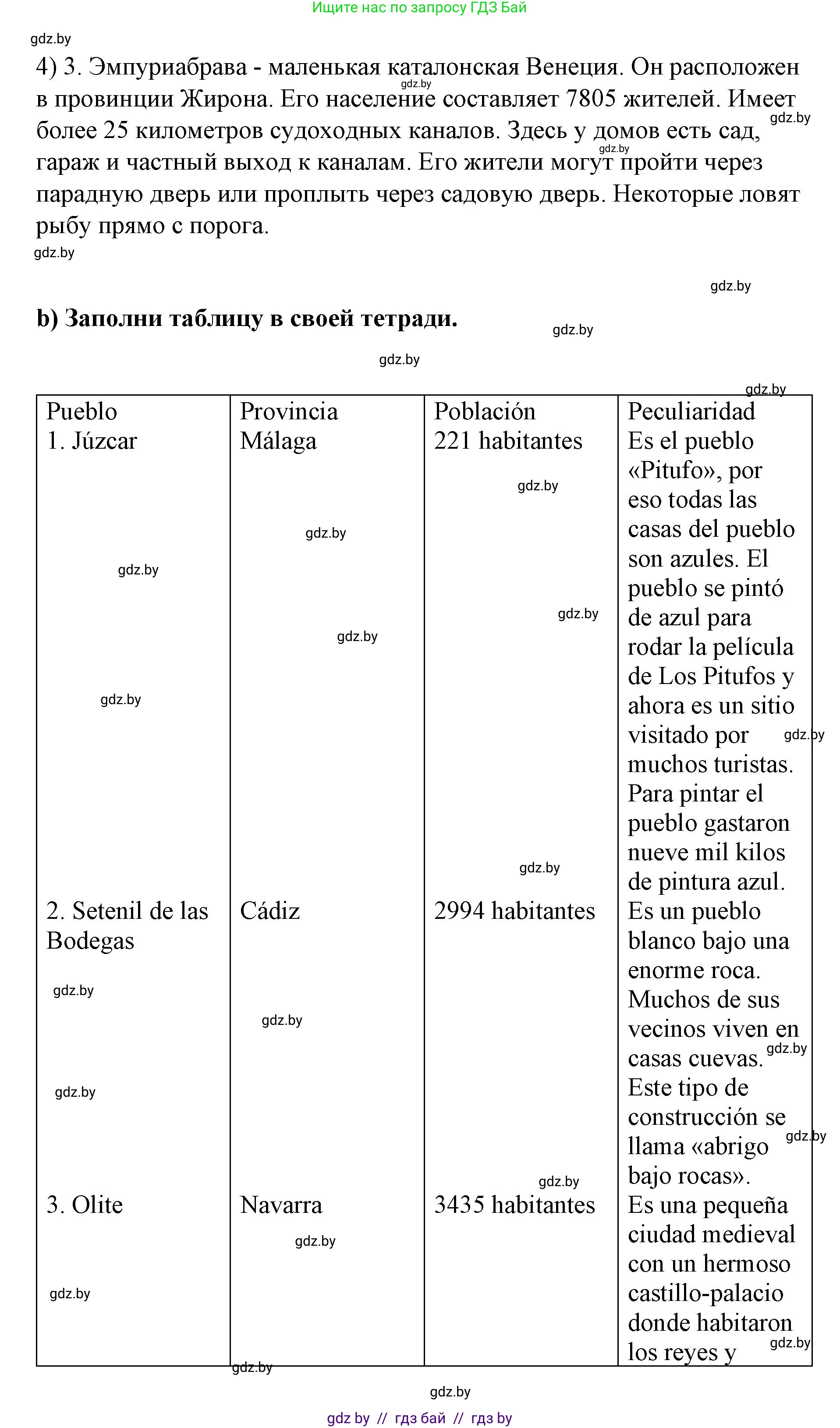 Испанский язык, 7 класс Учебник, авторы: Цыбулева Татьяна Эдуардовна, Пушкина Ольга Александровна, Карпиевич Галина Константиновна, издательство Издательский центр БГУ, Минск, 2019, бирюзового цвета, Часть 2, страница 125, номер 4, Решение (продолжение 2)