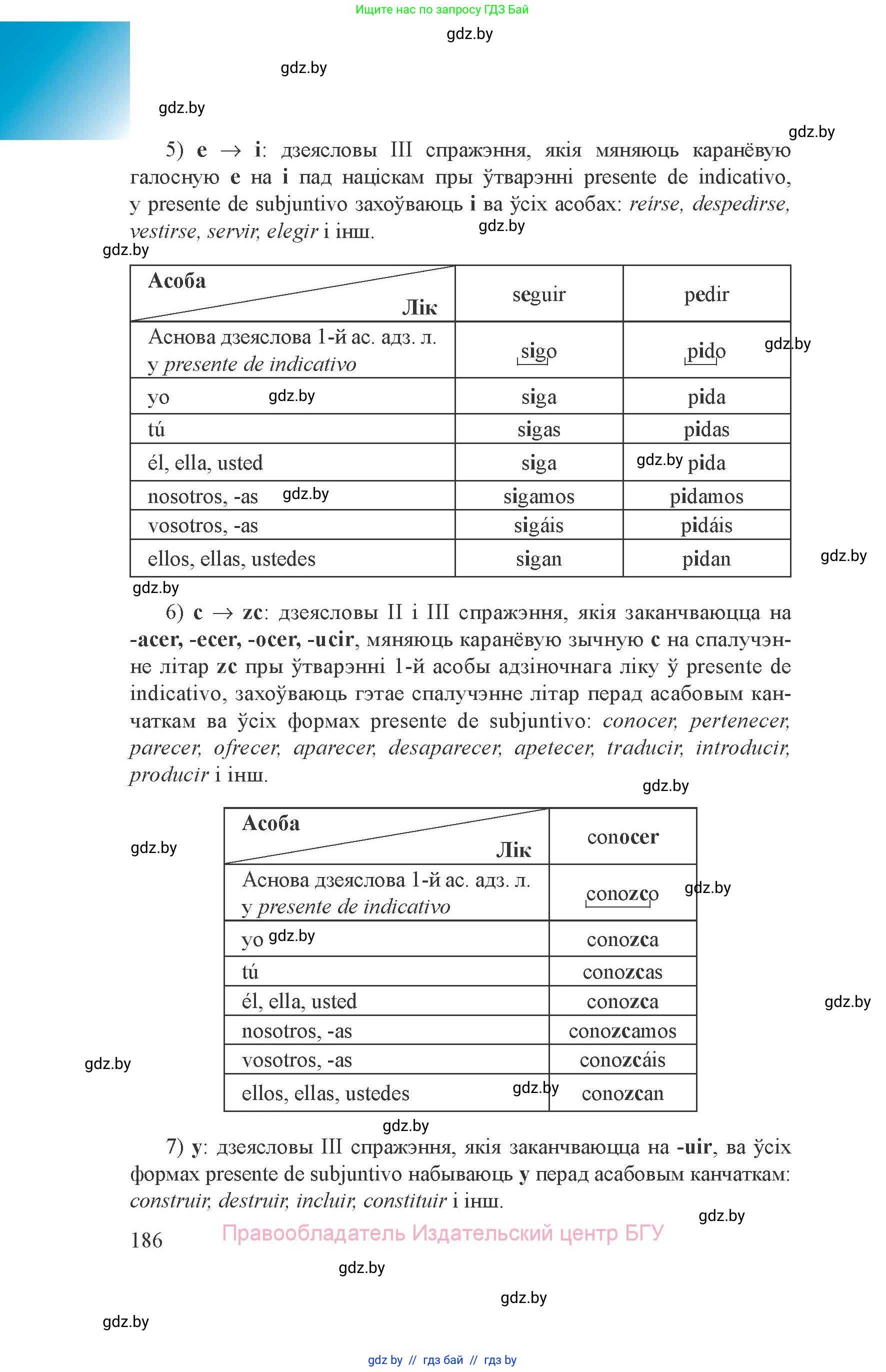 Испанский язык, 8 класс Учебник, авторы: Цыбулева Татьяна Эдуардовна, Пушкина Ольга Александровна, издательство Издательский центр БГУ, Минск, 2016, оранжевого цвета, страница 186