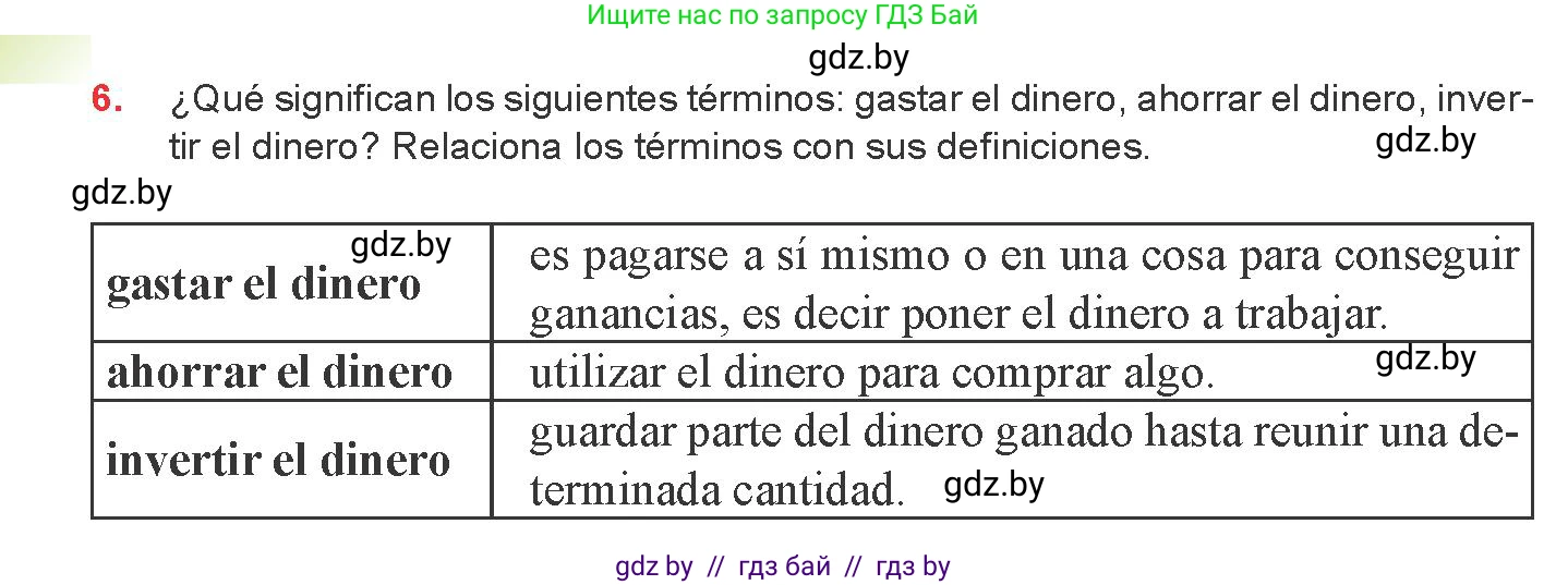 Испанский язык, 8 класс Учебник, авторы: Цыбулева Татьяна Эдуардовна, Пушкина Ольга Александровна, издательство Издательский центр БГУ, Минск, 2016, оранжевого цвета, страница 172, номер 6, Условие