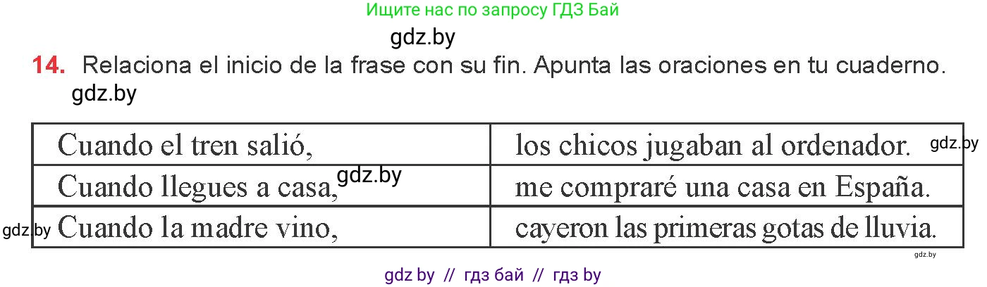 Испанский язык, 8 класс Учебник, авторы: Цыбулева Татьяна Эдуардовна, Пушкина Ольга Александровна, издательство Издательский центр БГУ, Минск, 2016, оранжевого цвета, страница 201, номер 14, Условие