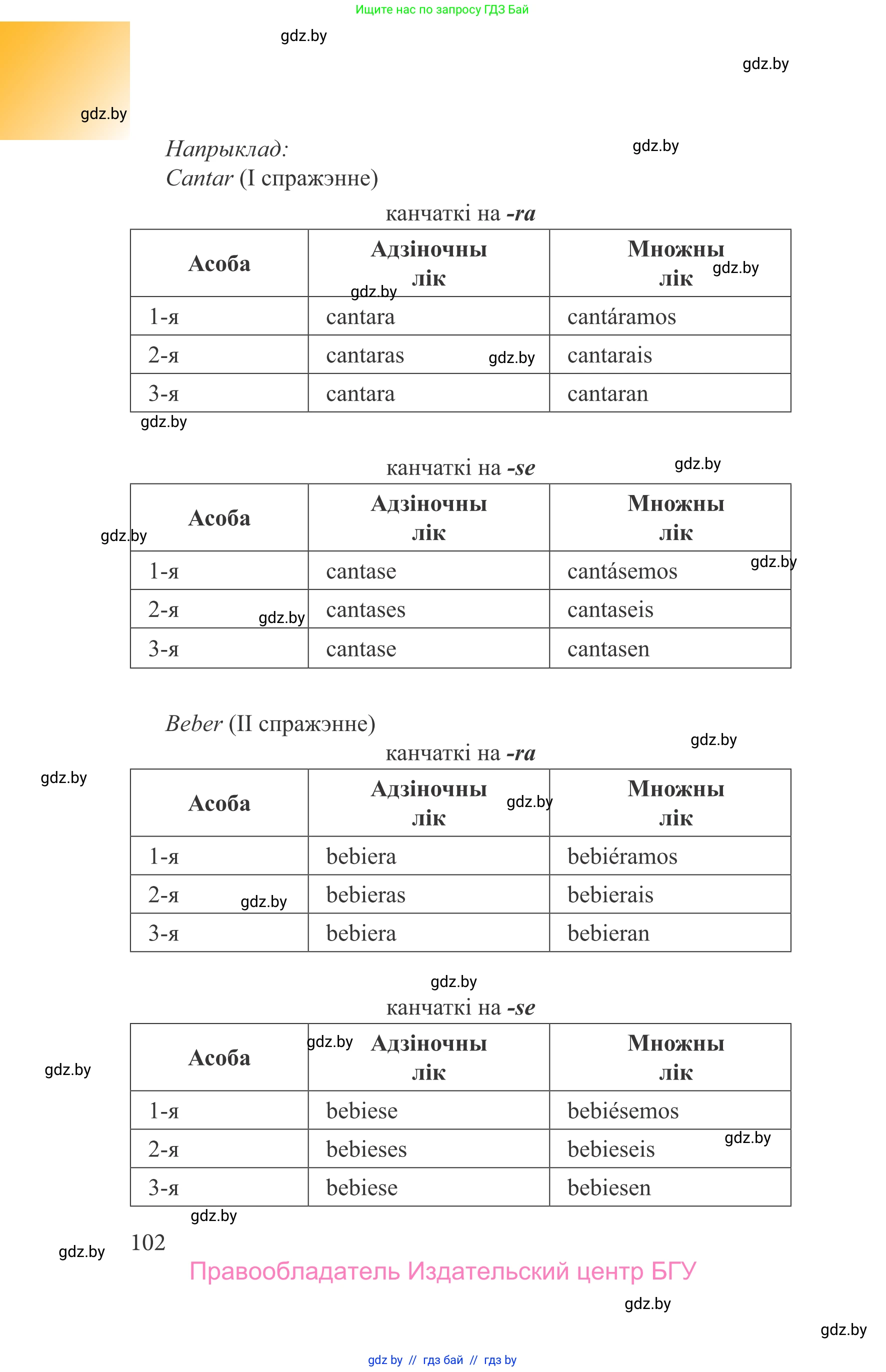 Испанский язык, 9 класс Учебник, авторы: Цыбулева Татьяна Эдуардовна, Пушкина Ольга Александровна, издательство Издательский центр БГУ, Минск, 2017, страница 102