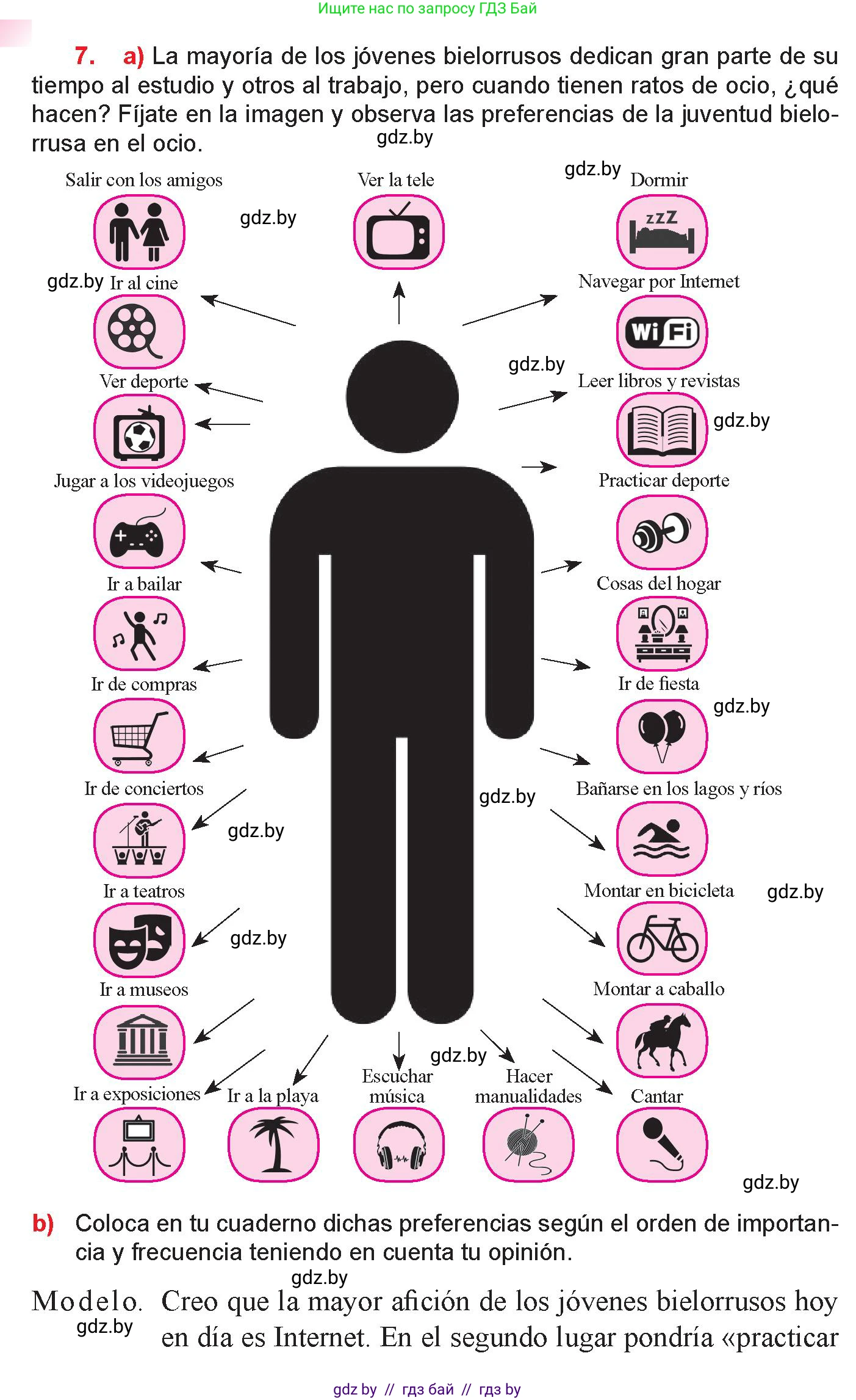 Испанский язык, 9 класс Учебник, авторы: Цыбулева Татьяна Эдуардовна, Пушкина Ольга Александровна, издательство Издательский центр БГУ, Минск, 2017, страница 102, номер 7, Условие