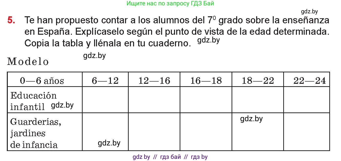 Испанский язык, 10 класс Учебник, авторы: Цыбулева Татьяна Эдуардовна, Пушкина Ольга Александровна, Карпиевич Галина Константиновна, издательство Издательский центр БГУ, Минск, 2019, оранжевого цвета, страница 17, номер 5, Условие
